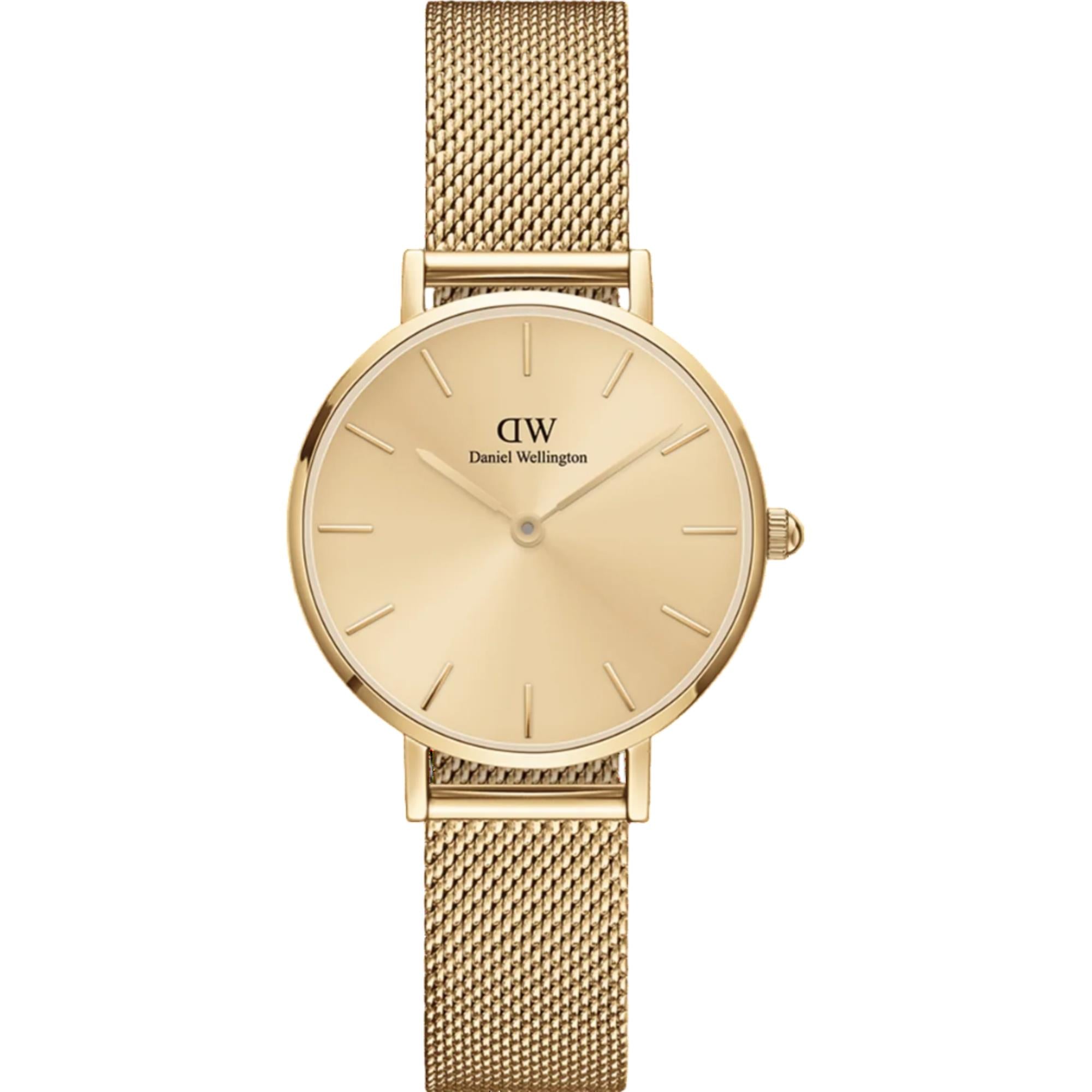 Daniel Wellington Petite Gold Dial Stainless Steel Strap Women's Watch DW00100473