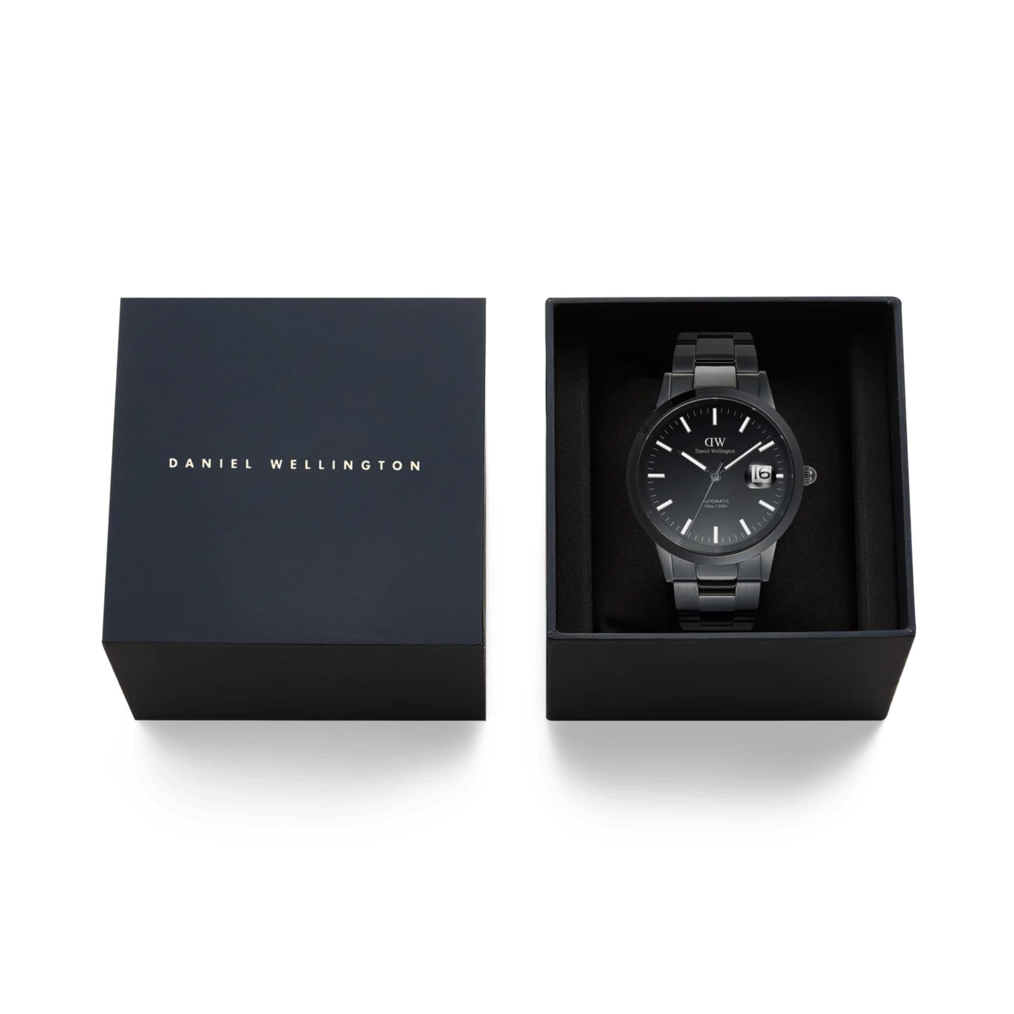 Daniel Wellington Iconic Automatic Black Dial Stainless Steel Strap Men's Watch DW00100753