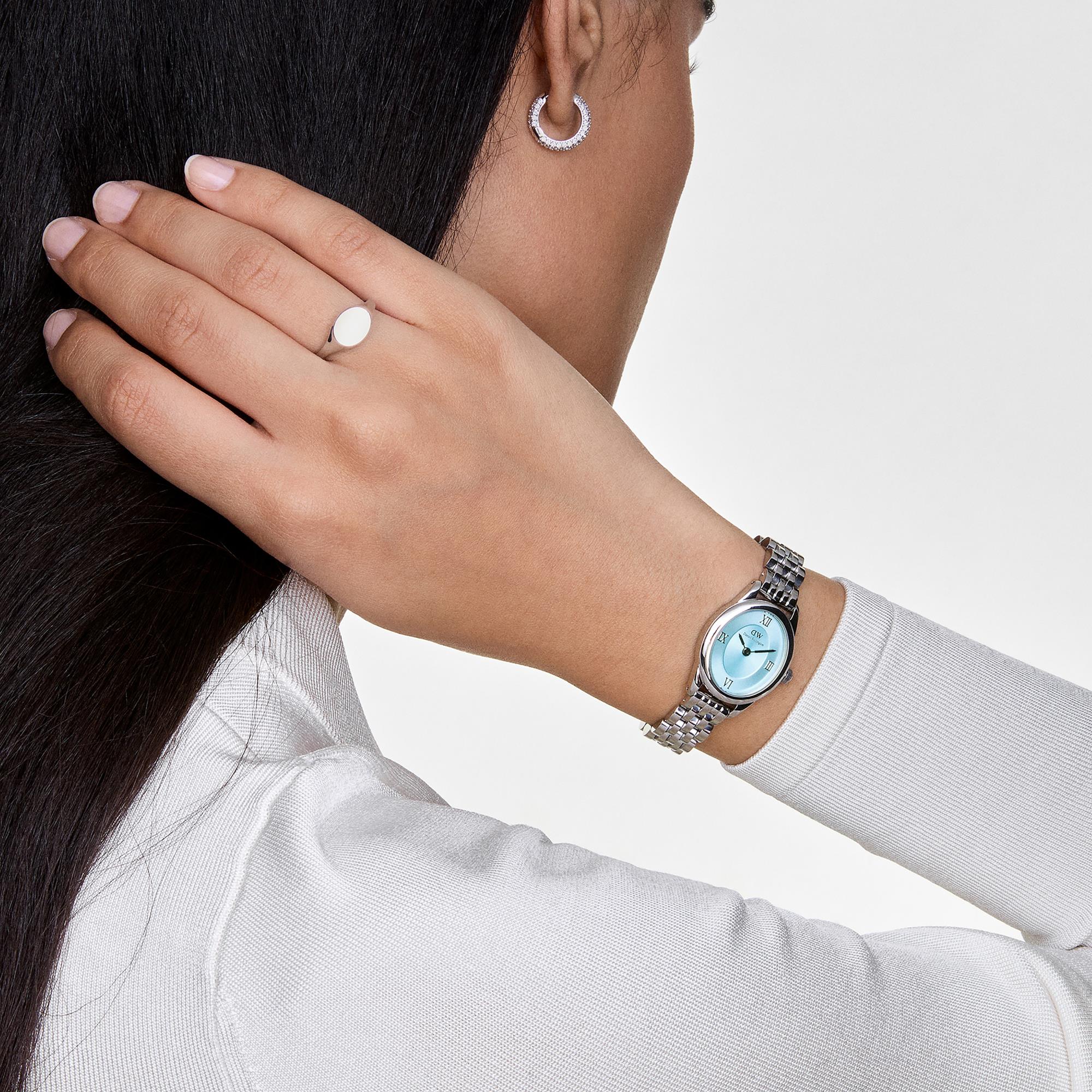 Daniel Wellington Ophelia Mini Beans Ice Blue Dial Stainless Steel Strap Women's Watch DW00100809