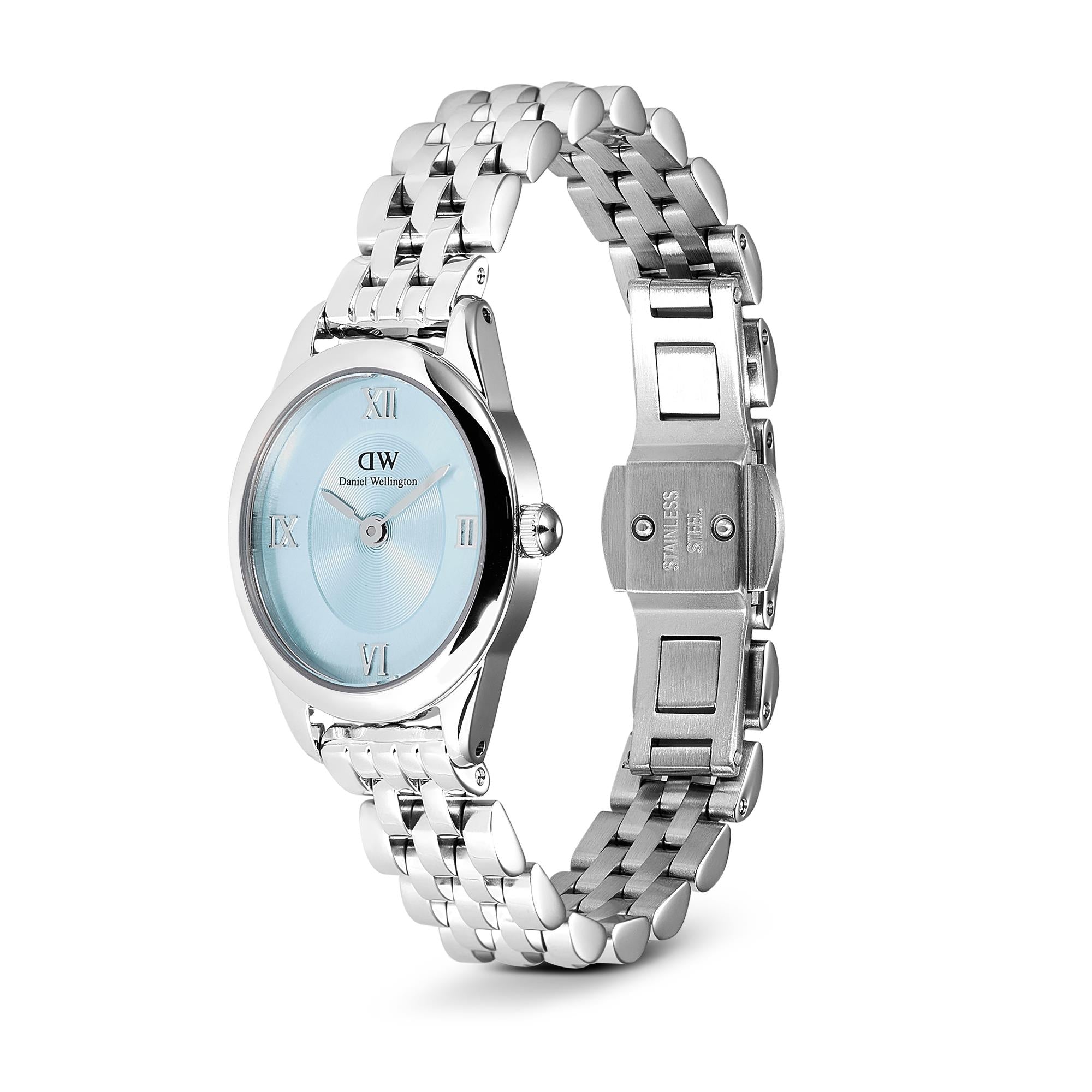 Daniel Wellington Ophelia Mini Beans Ice Blue Dial Stainless Steel Strap Women's Watch DW00100809