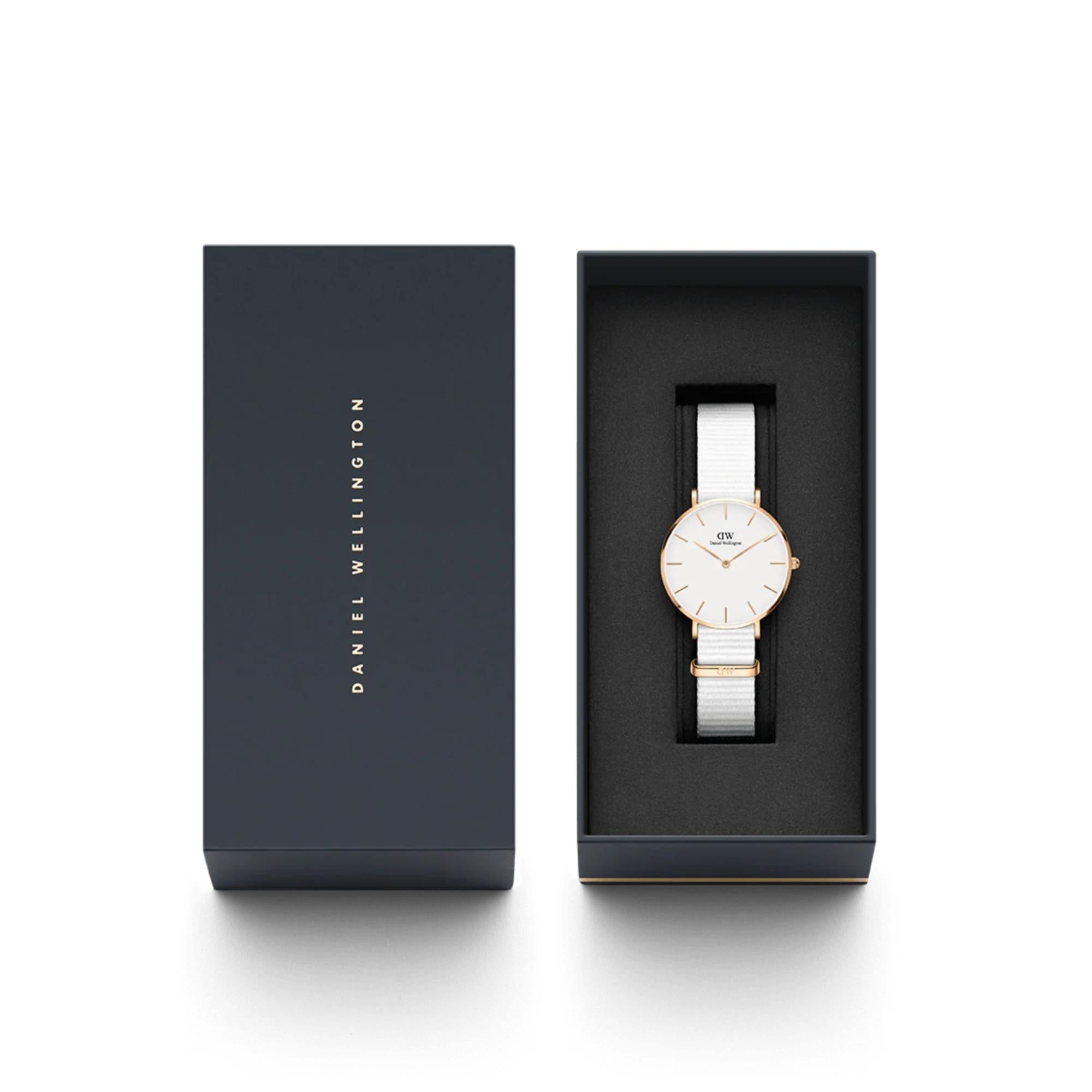 Daniel Wellington Petite Dover White Dial Textile Strap Women's Watch DW00100313
