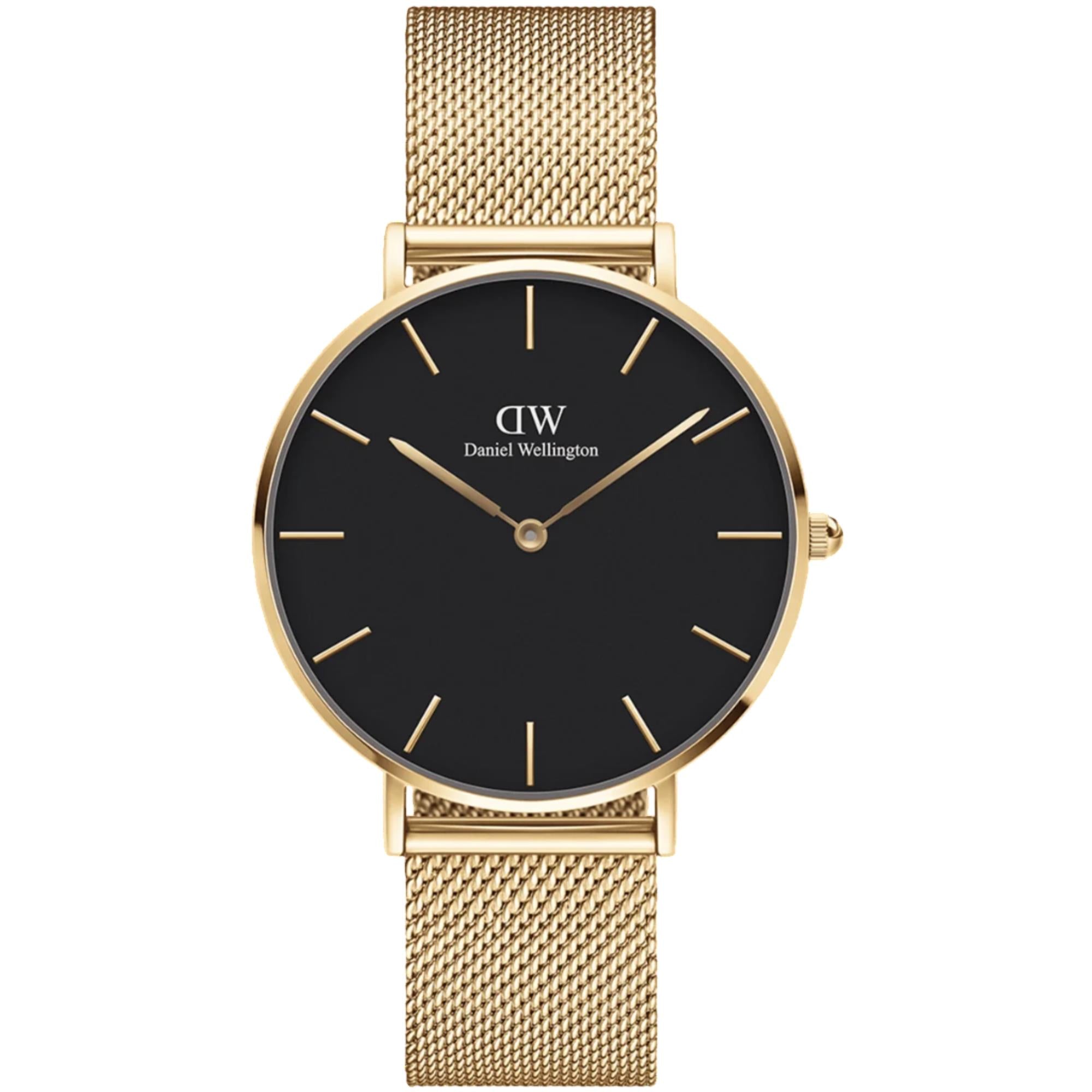 Daniel Wellington Petite Black Dial Stainless Steel Strap Women's Watch DW00100349