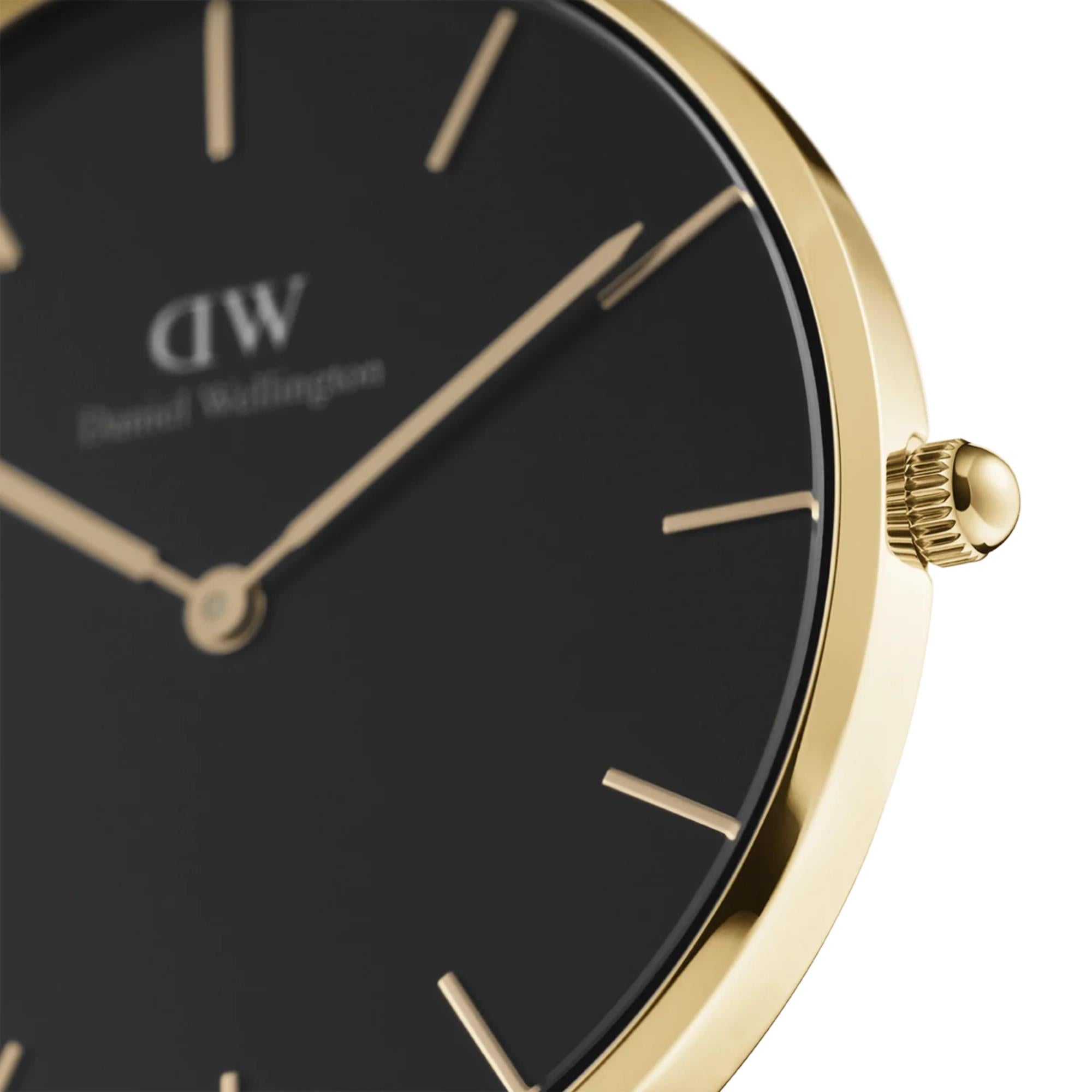 Daniel Wellington Petite Black Dial Stainless Steel Strap Women's Watch DW00100349