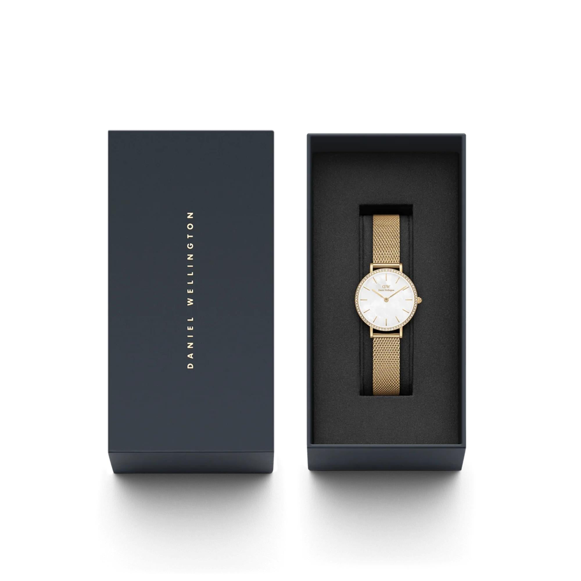 Daniel Wellington Petite White Mother of Pearl Dial Stainless Steel Strap Women's Watch DW00100662