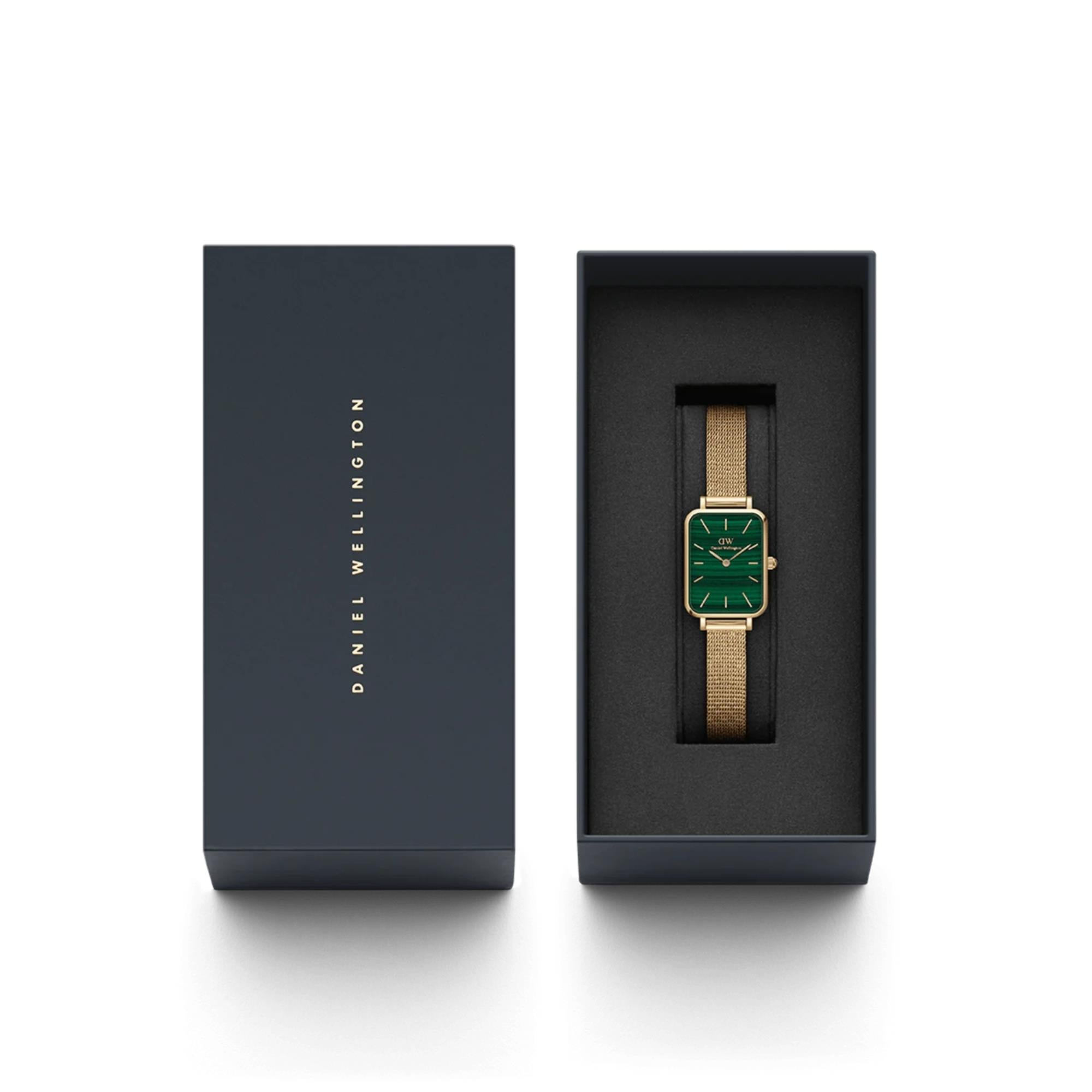 Daniel Wellington Quadro Pressed Green Dial Stainless Steel Strap Women's Watch DW00100561