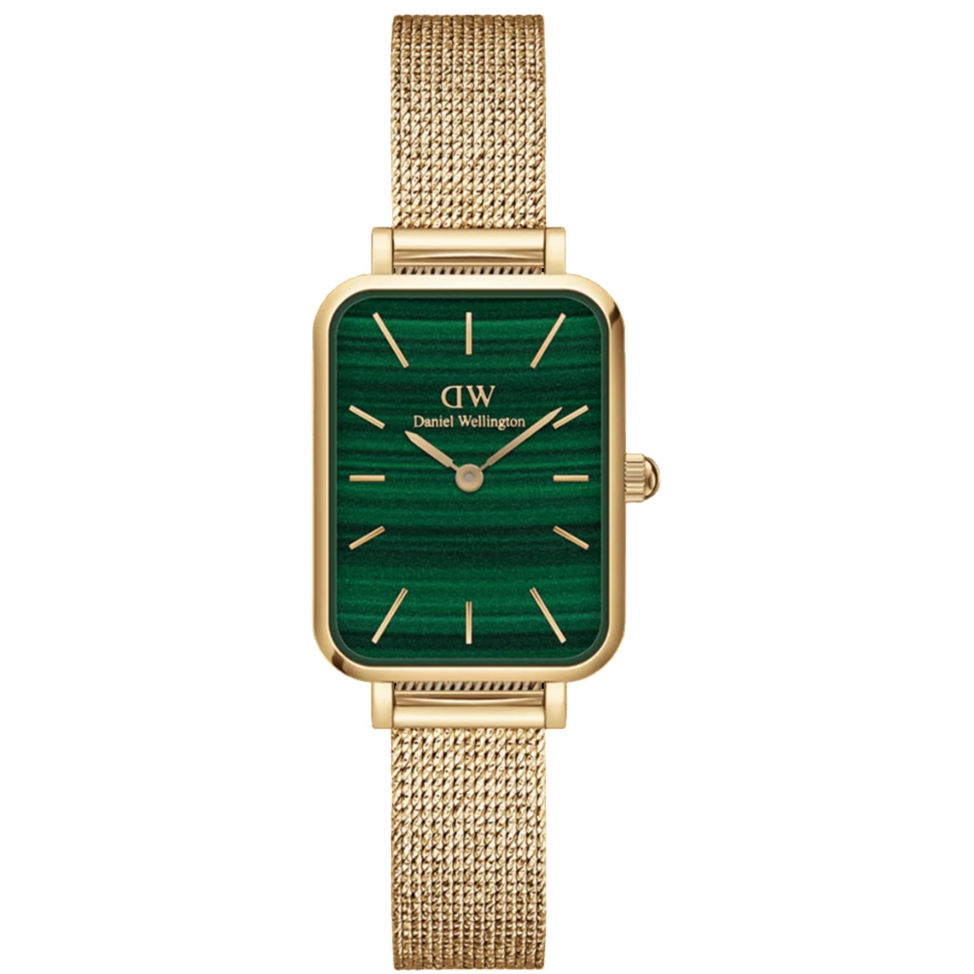 Daniel Wellington Quadro Pressed Green Dial Stainless Steel Strap Women's Watch DW00100561