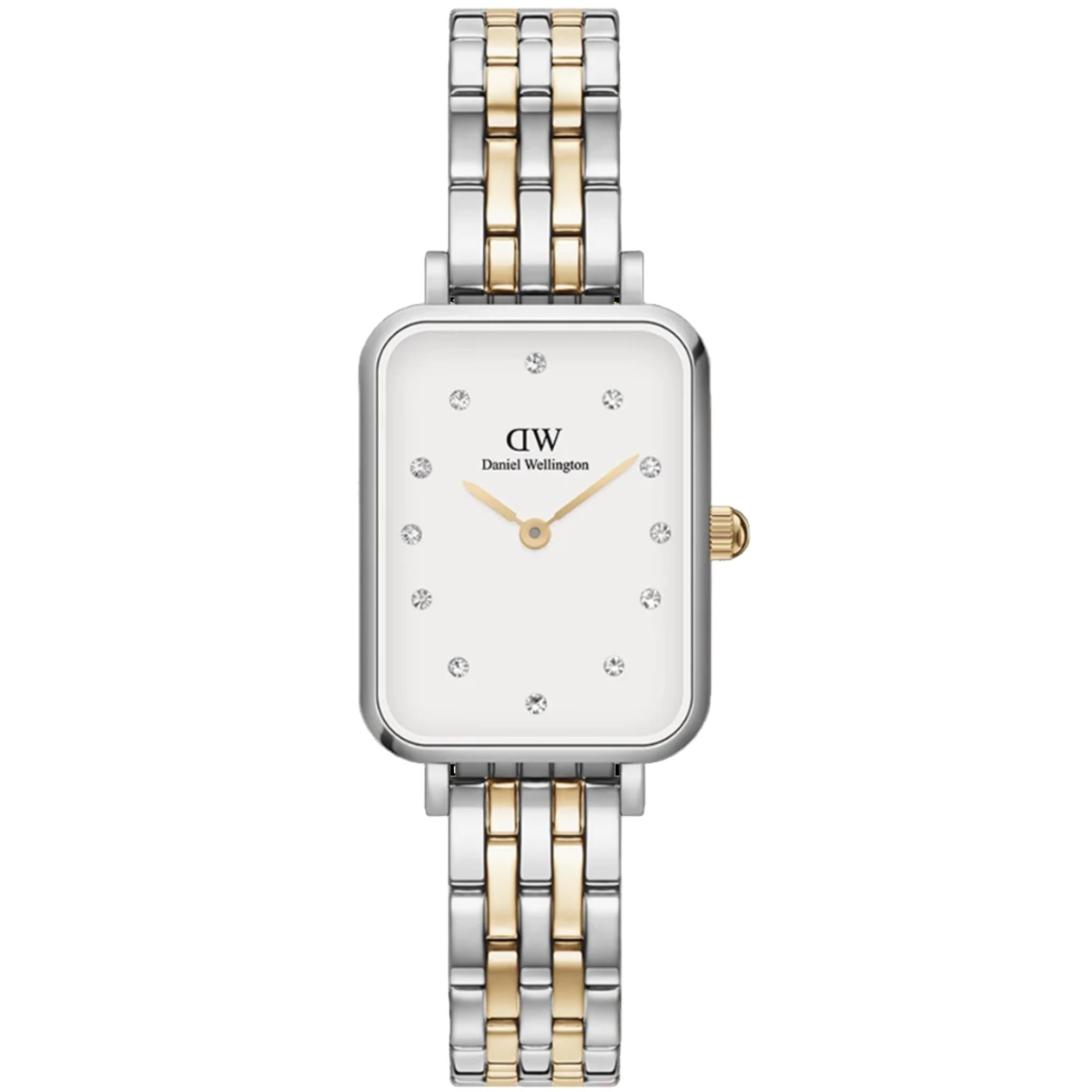 Daniel Wellington Quadro White Dial Stainless Steel Strap Women's Watch DW00100625