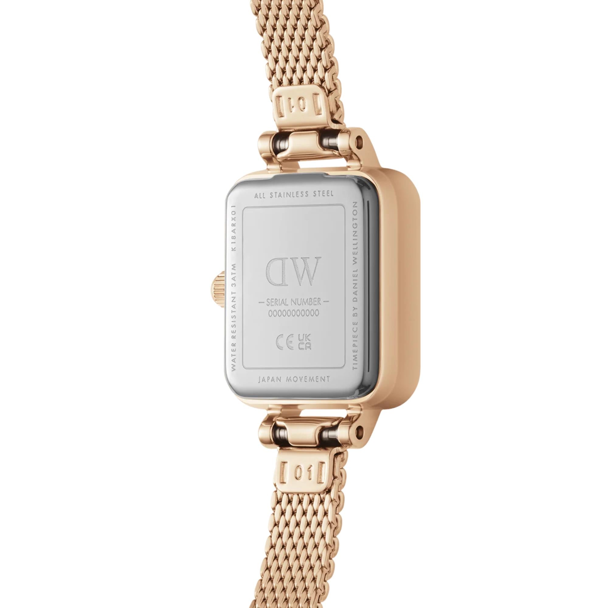 Daniel Wellington Quadro Black Dial Stainless Steel Strap Women's Watch DW00100647