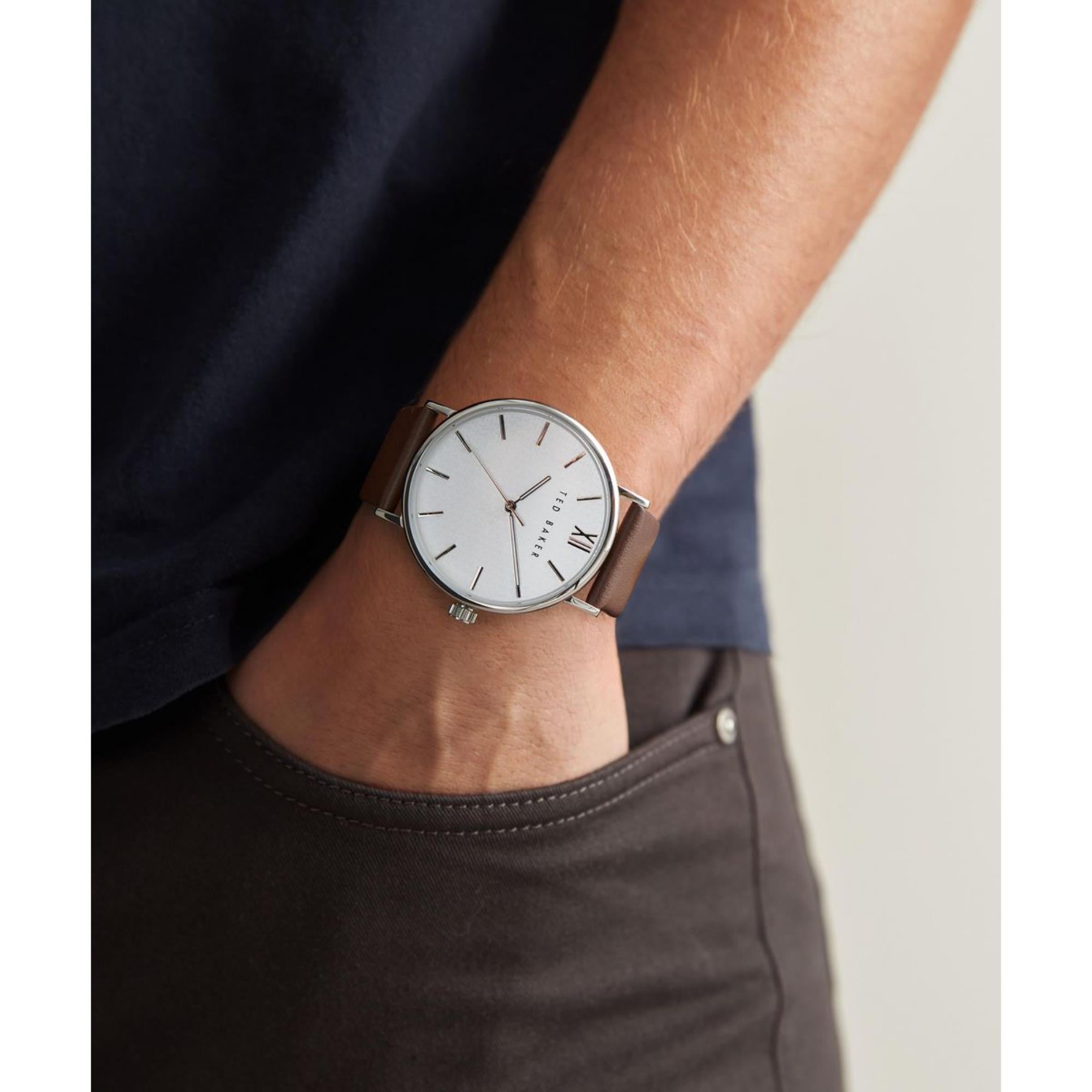 Ted Baker Phylipa White Dial Leather Strap Men's Watch BKPPGS215