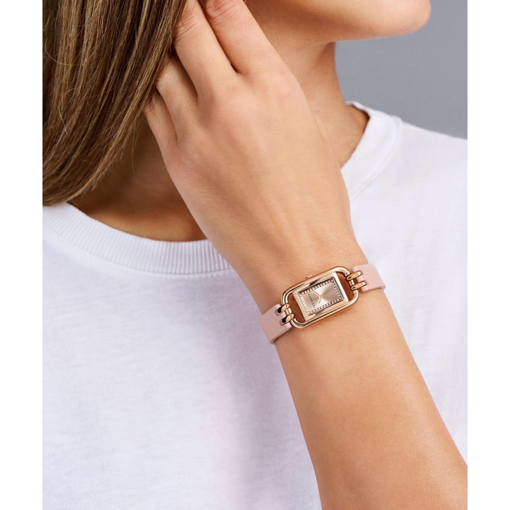 Ted Baker Tessye Rose Gold Dial Pink Leather Strap Ladies Watch BKPTTS402