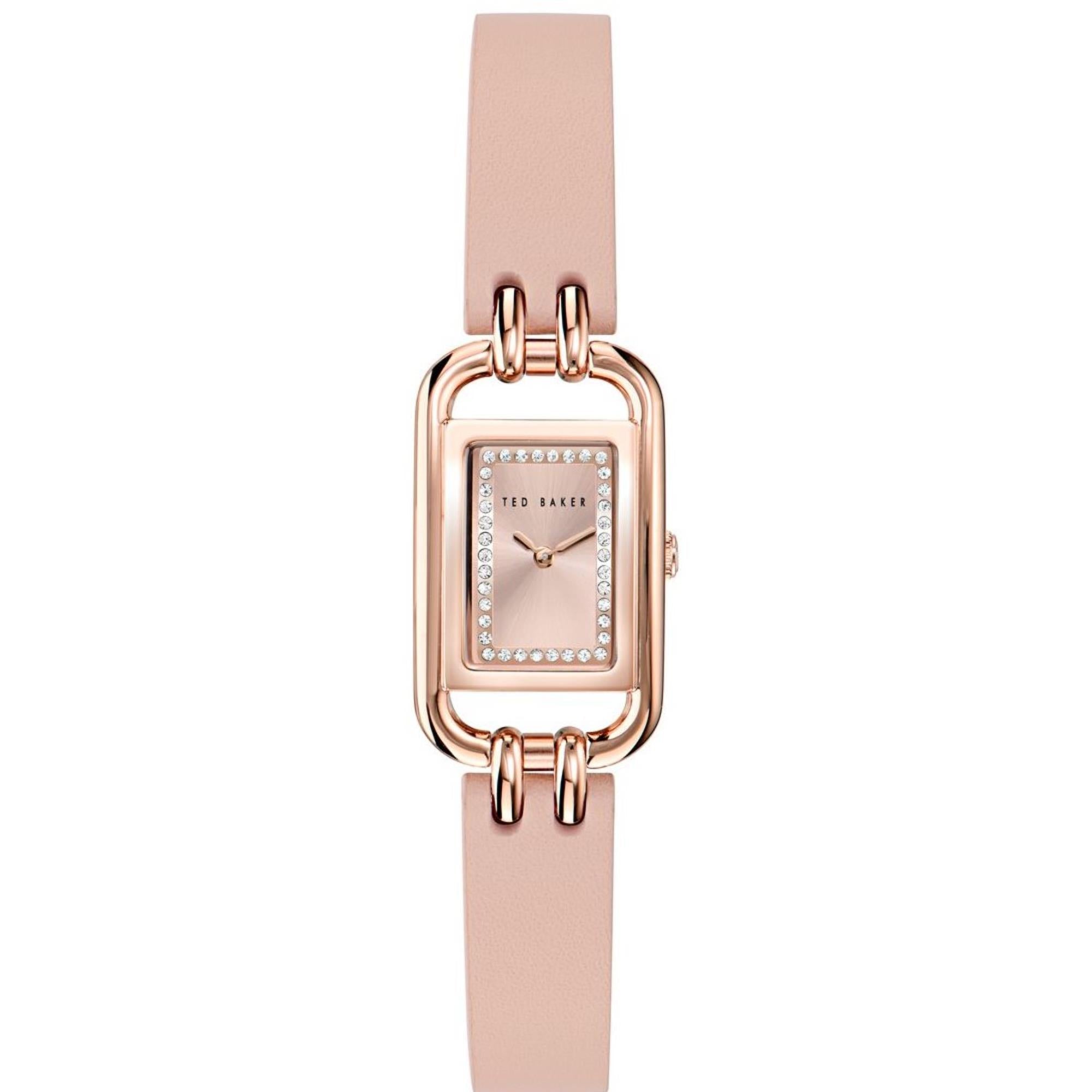 Ted Baker Tessye Rose Gold Dial Pink Leather Strap Ladies Watch BKPTTS402