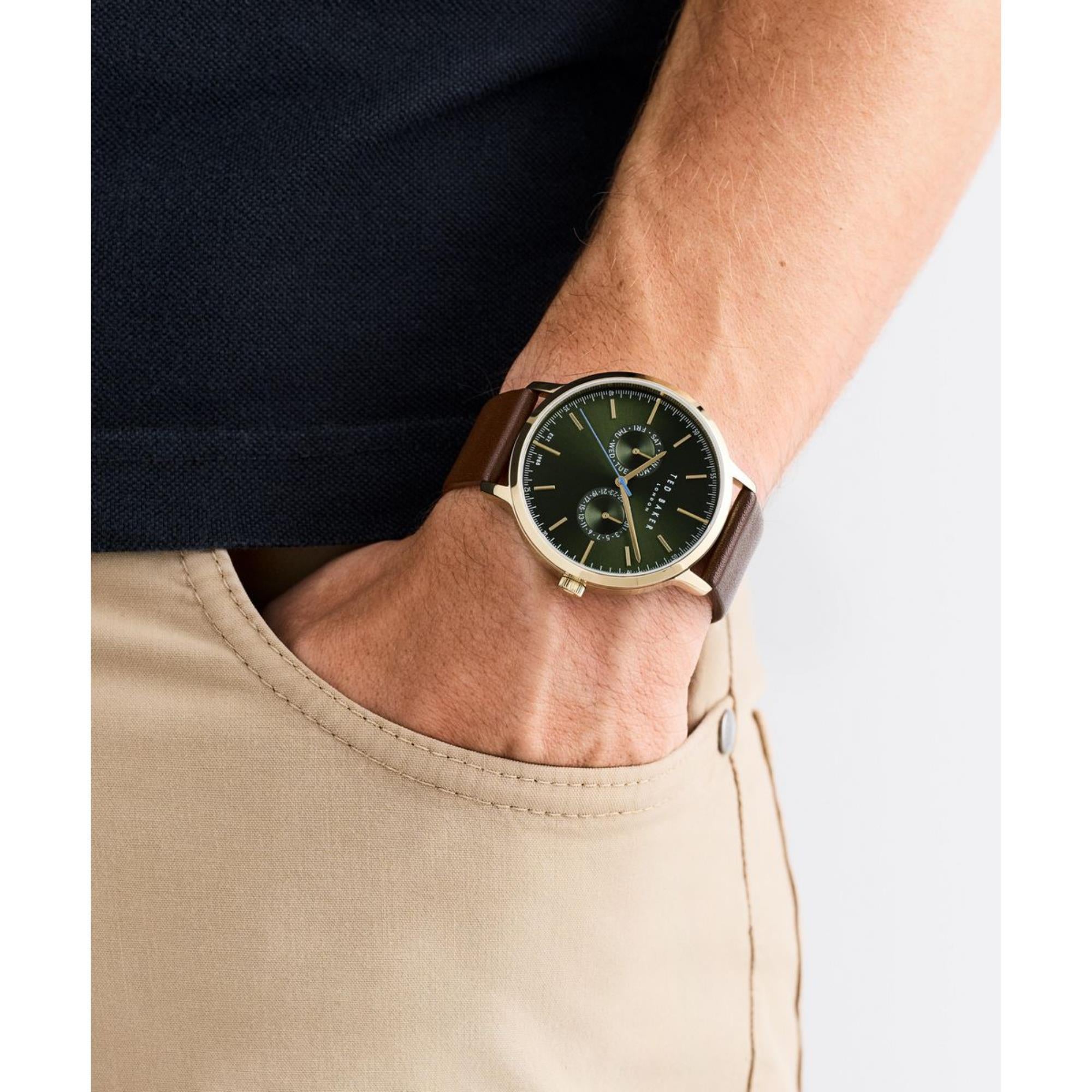 Ted Baker Haarvin Green Dial Leather Strap Men's Watch BKPHAS504