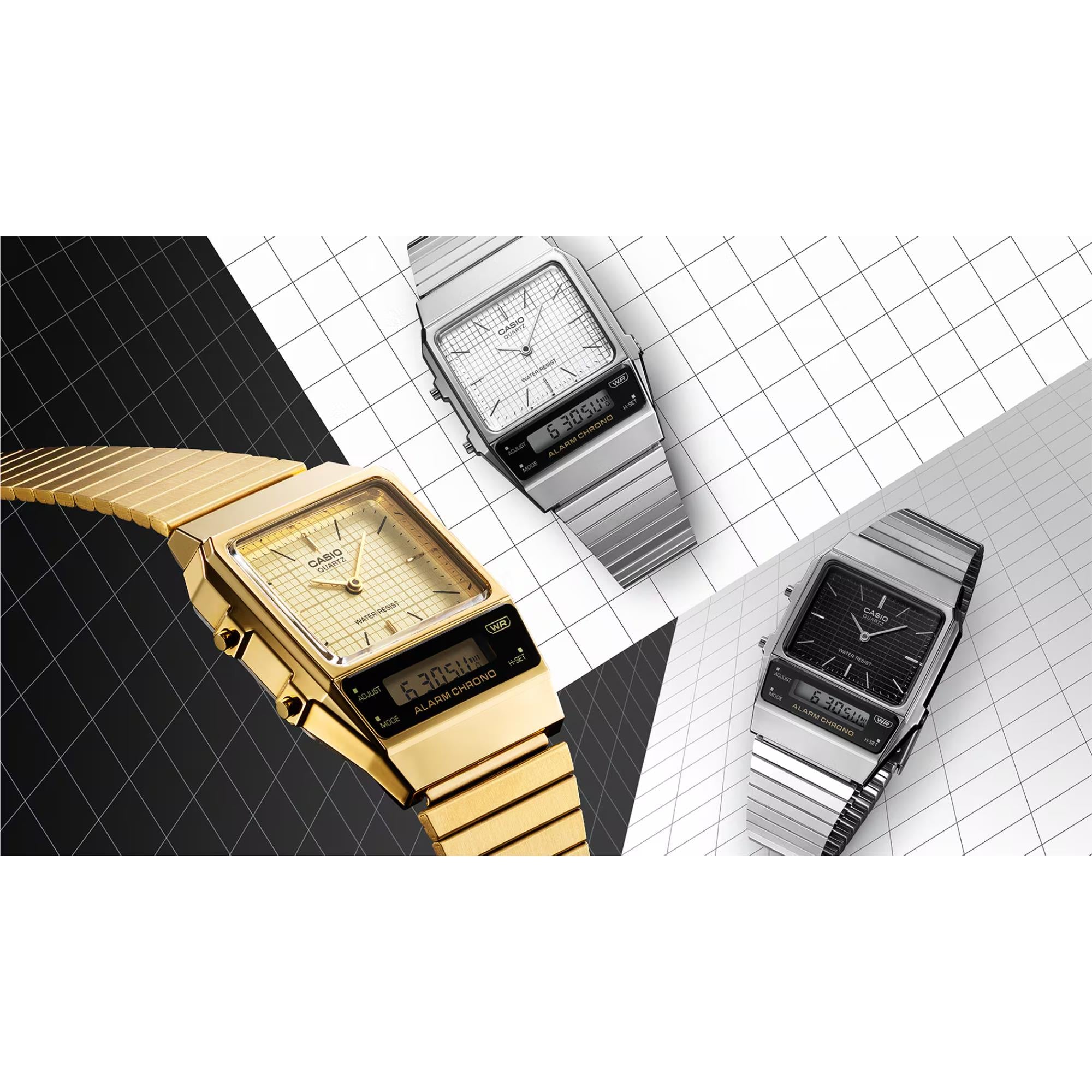 Casio Vintage Digital Analog Dial Stainless Steel Strap Unisex Watch AQ-800E-7AEF