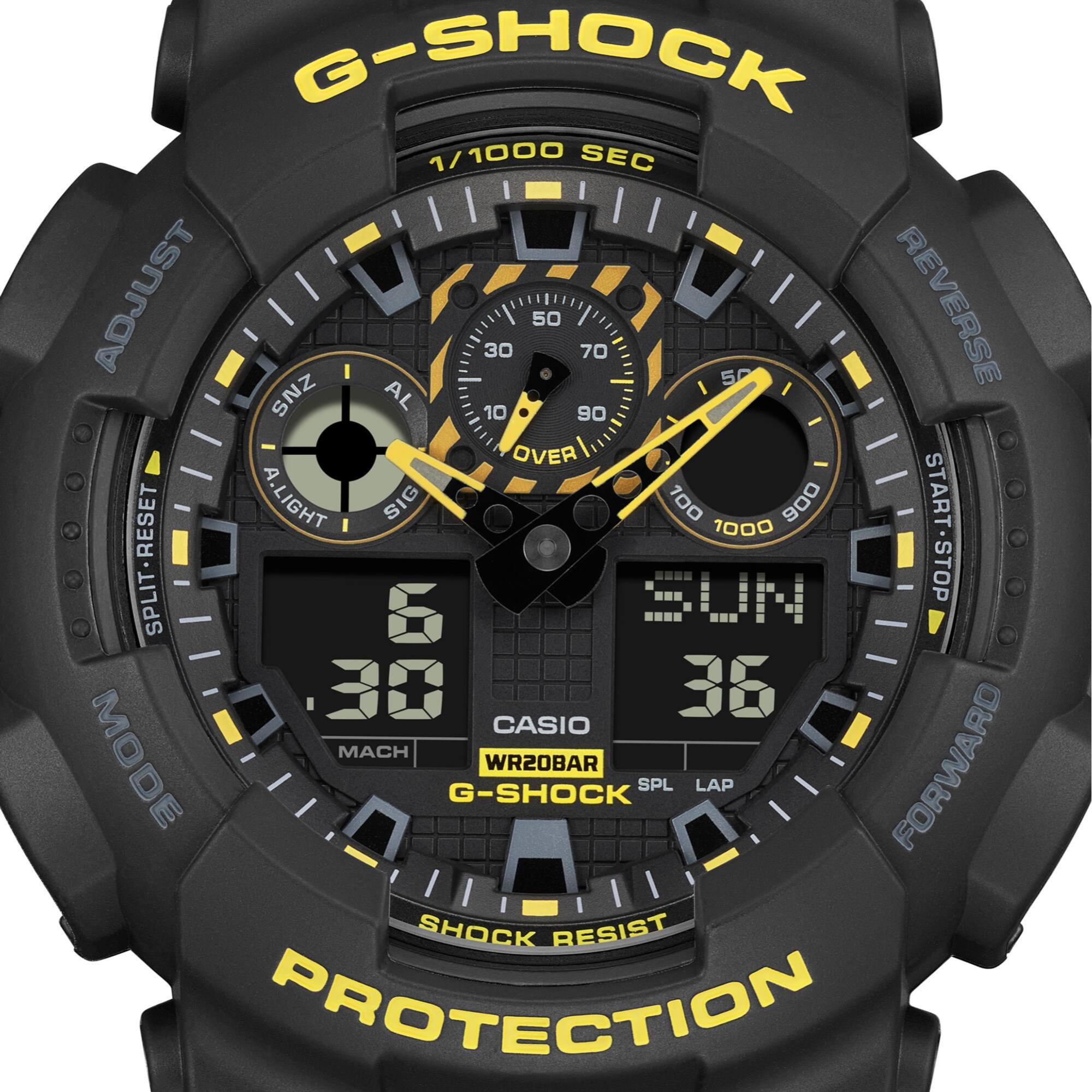 Casio G-Shock 'CAUTION YELLOW' Digital Black Resin Strap Men's Watch GA-100CY-1AER