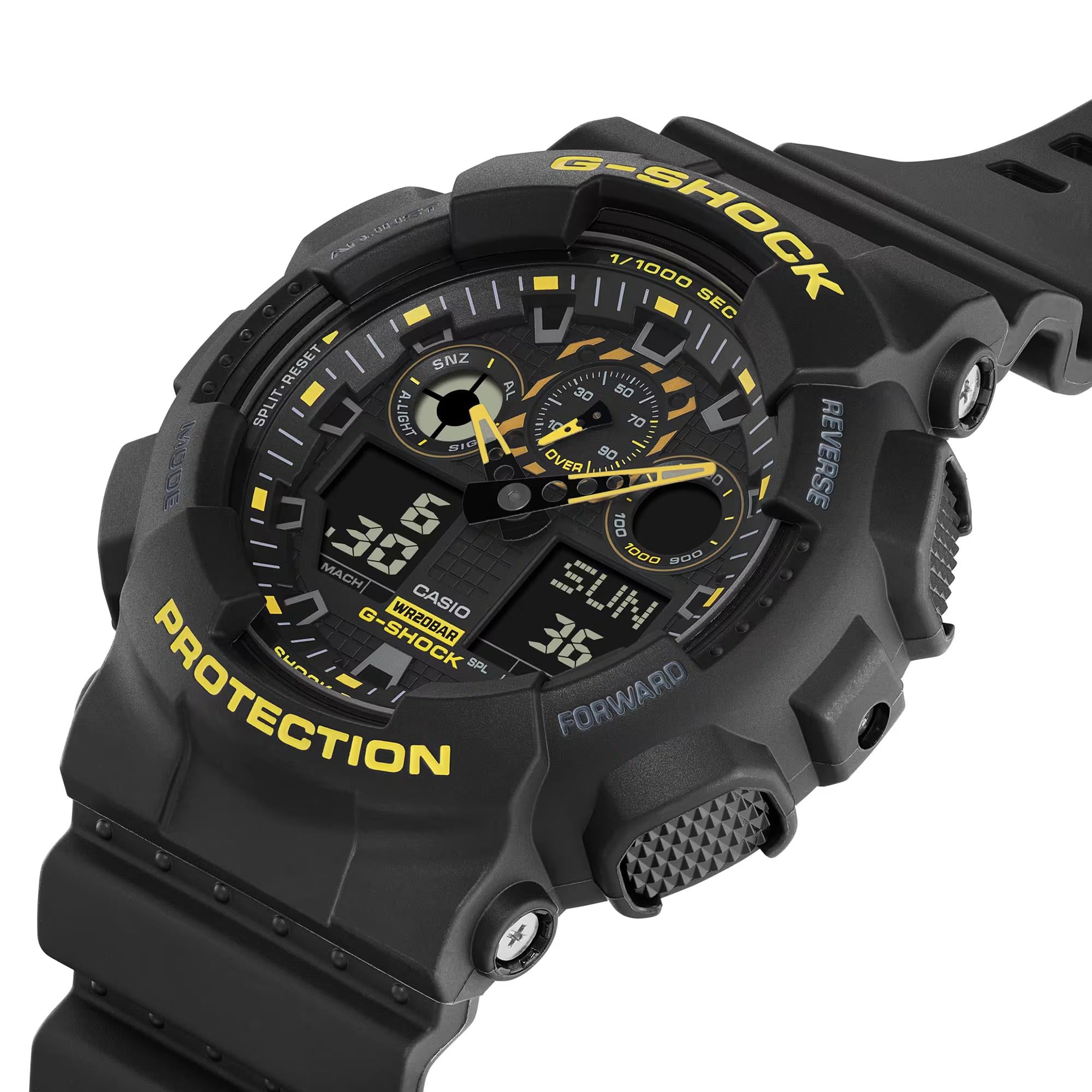 Casio G-Shock 'CAUTION YELLOW' Digital Black Resin Strap Men's Watch GA-100CY-1AER