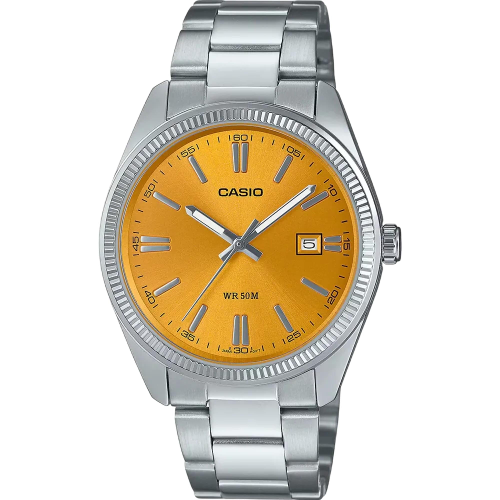 Casio MTP Series Analogue Yellow Dial Steel Strap Men's Watch MTP-1302PD-9AVEF