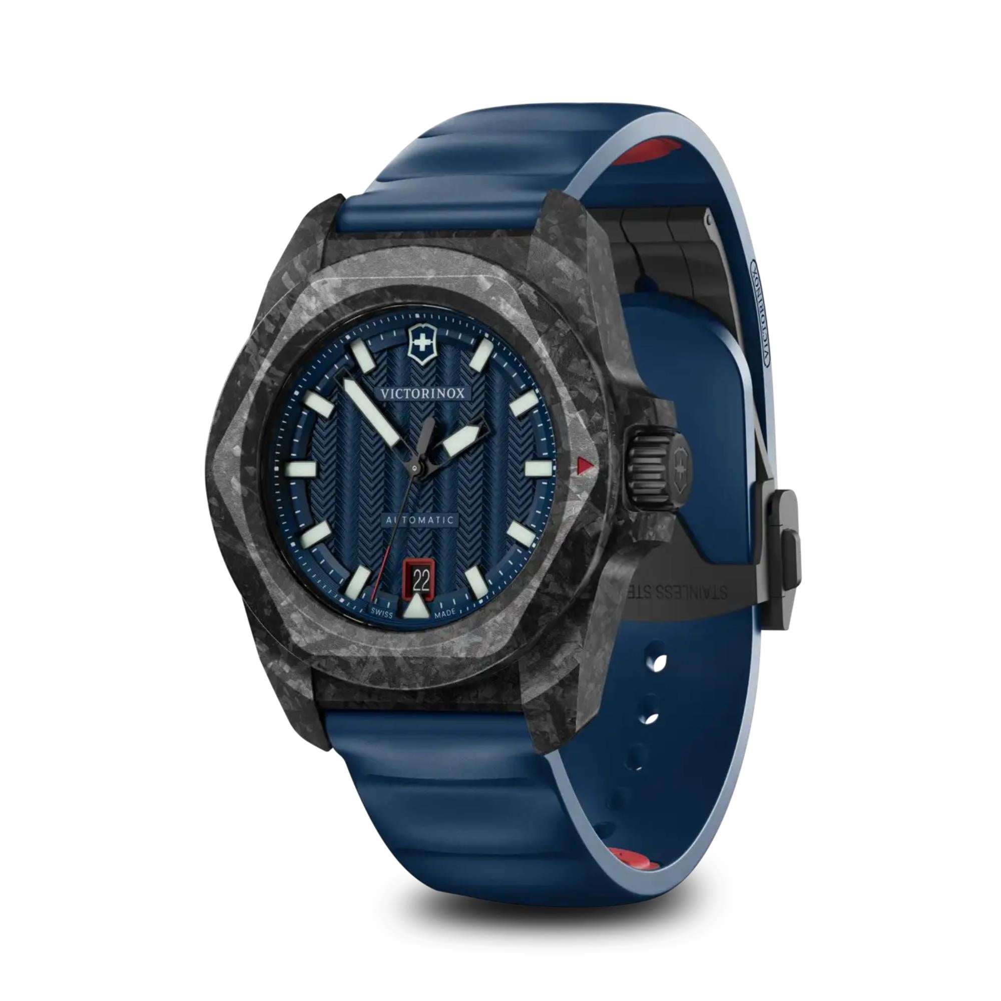 Victorinox I.N.O.X. Automatic Blue Dial Blue Rubber Strap Men's Watch 242022.1