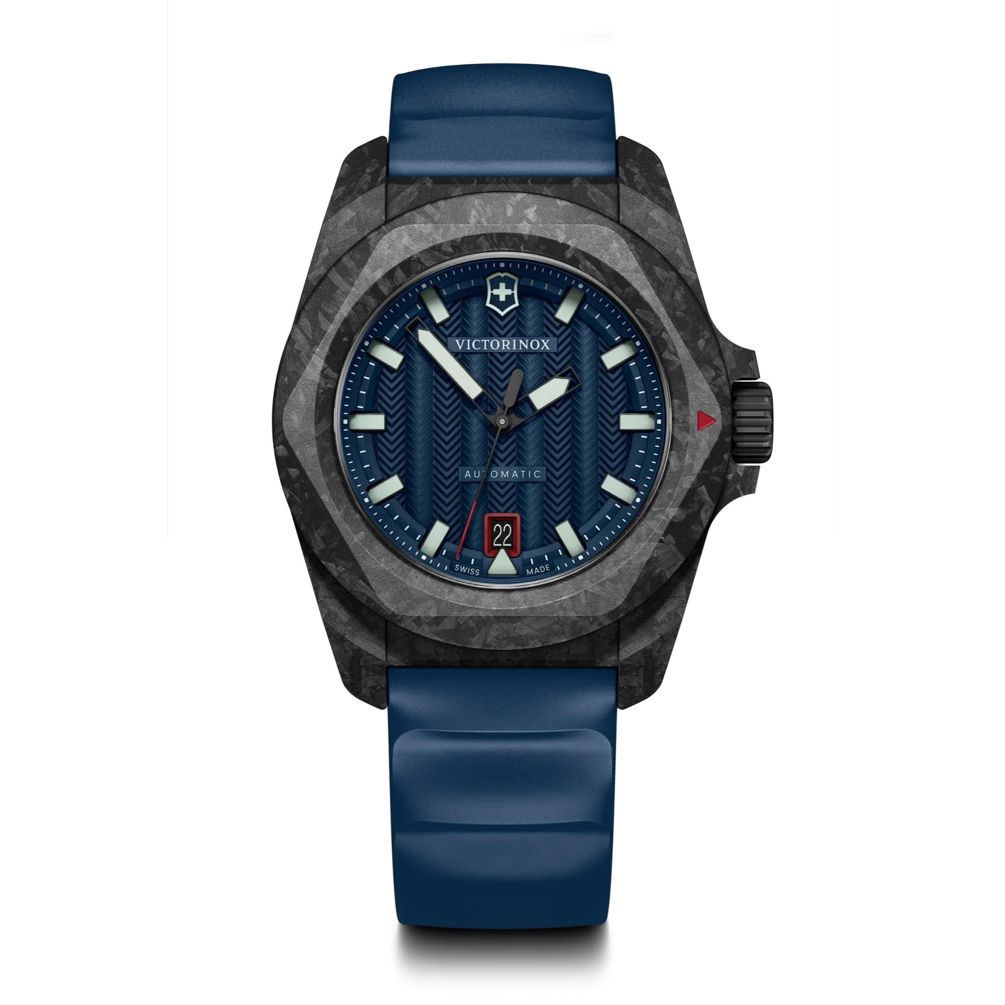 Victorinox I.N.O.X. Automatic Blue Dial Blue Rubber Strap Men's Watch 242022.1