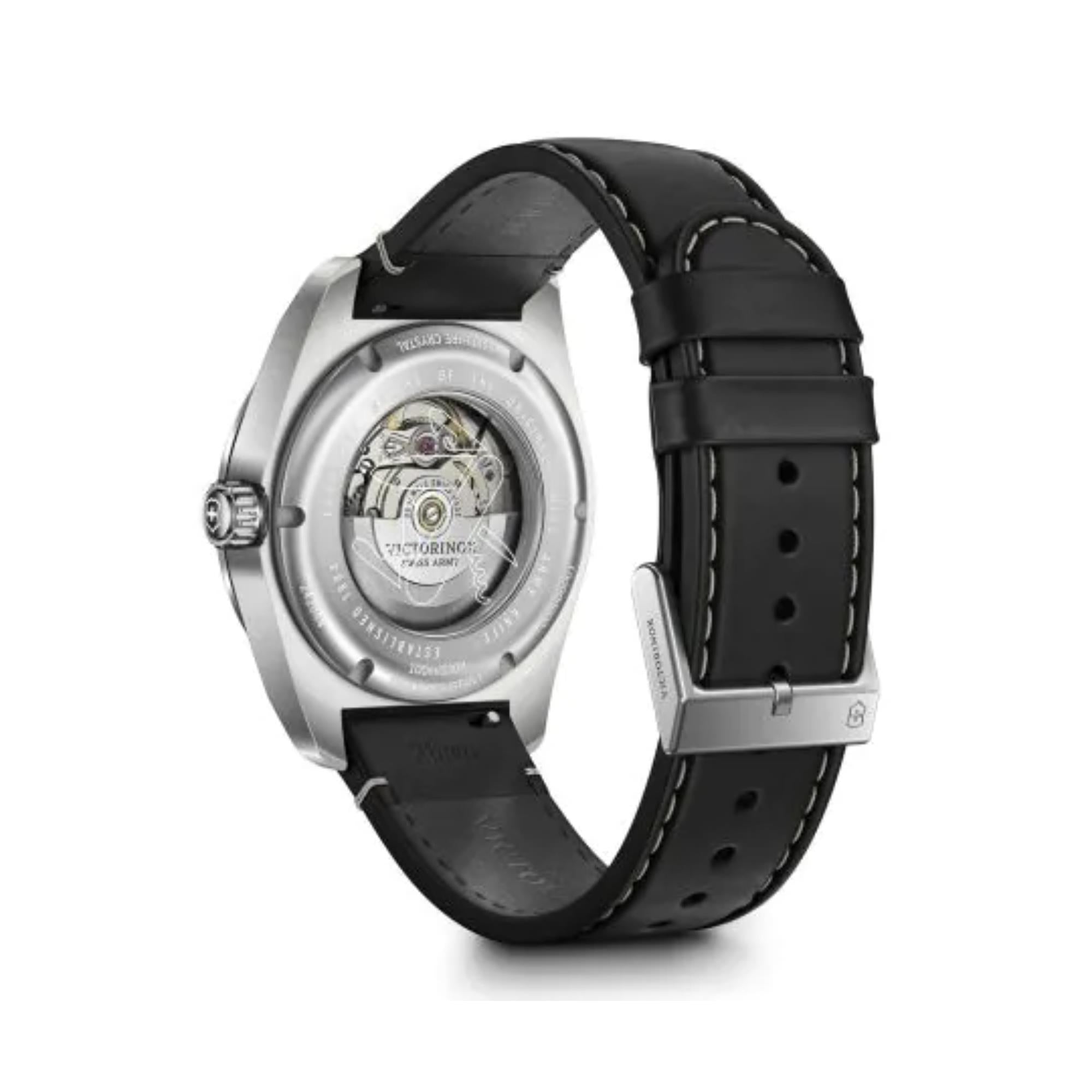 Victorinox Swiss Army Automatic Black Dial Leather Strap Men's Watch 242044