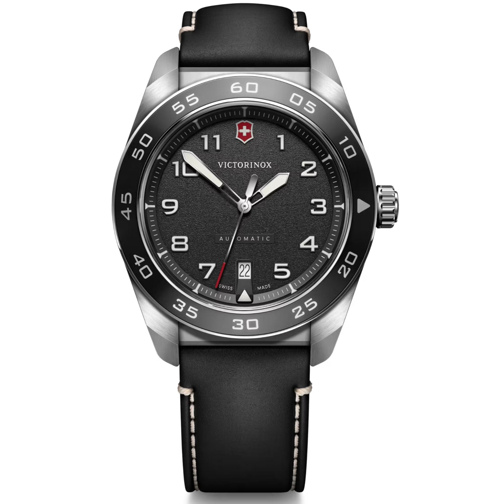 Victorinox Swiss Army Automatic Black Dial Leather Strap Men's Watch 242044