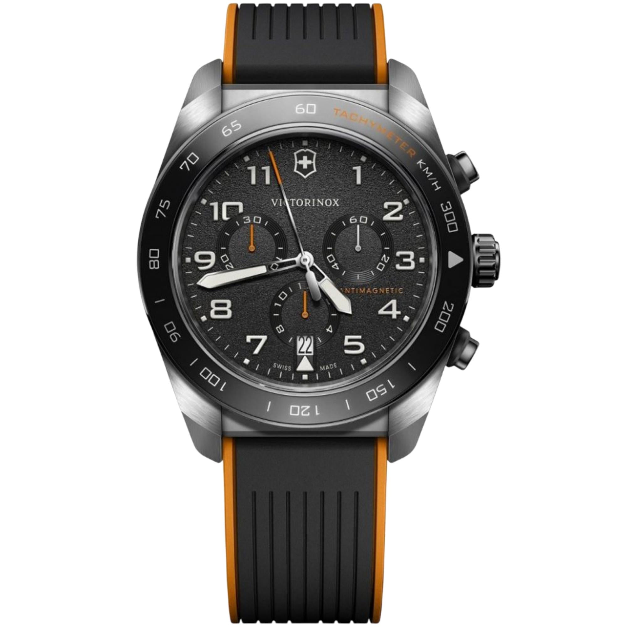 Victorinox Swiss Army Chronograph Black Dial Rubber Strap Men's Watch 242050