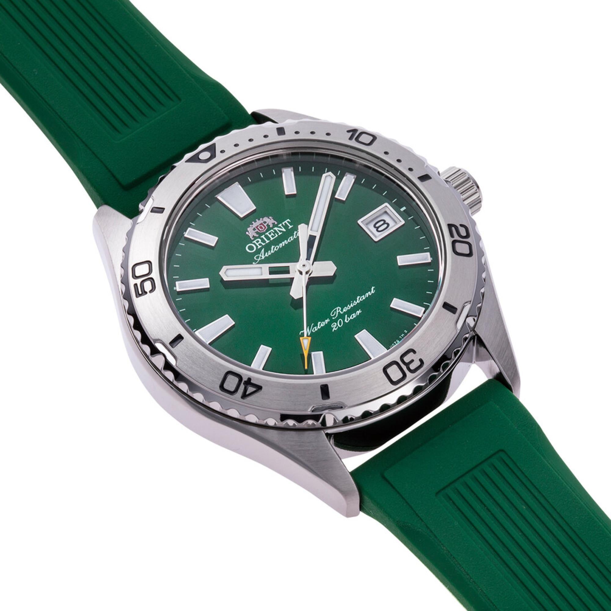Orient Mako Automatic Green Dial Rubber Strap Unisex Dive Watch RA-AC0Q11E30B