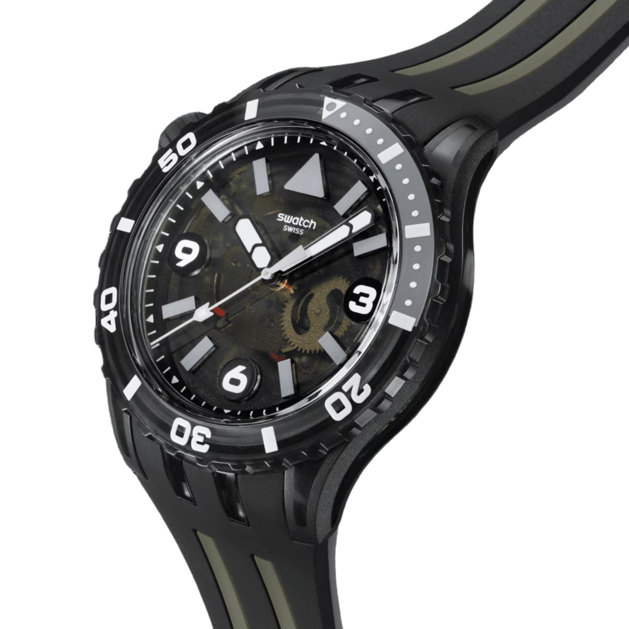 Swatch SCUBAQUA Black Sea Nettle Black Bioceramic Dial Silicone Strap Unisex Watch SSCU09B100