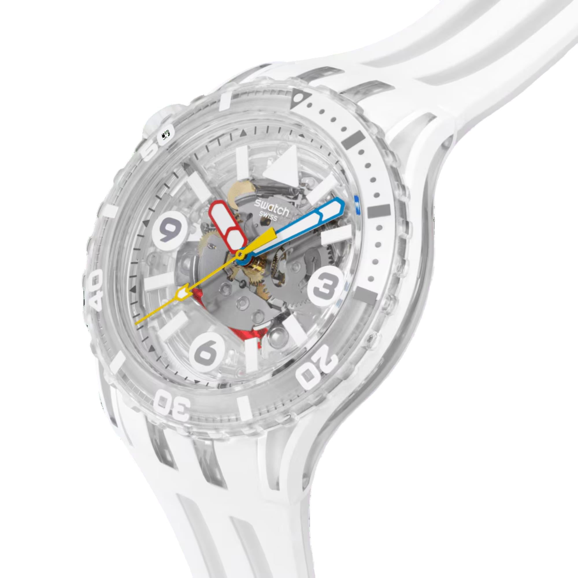 Swatch SCUBAQUA Aurelia Aurita White Bioceramic Dial Silicone Strap Unisex Watch SSCU09K100