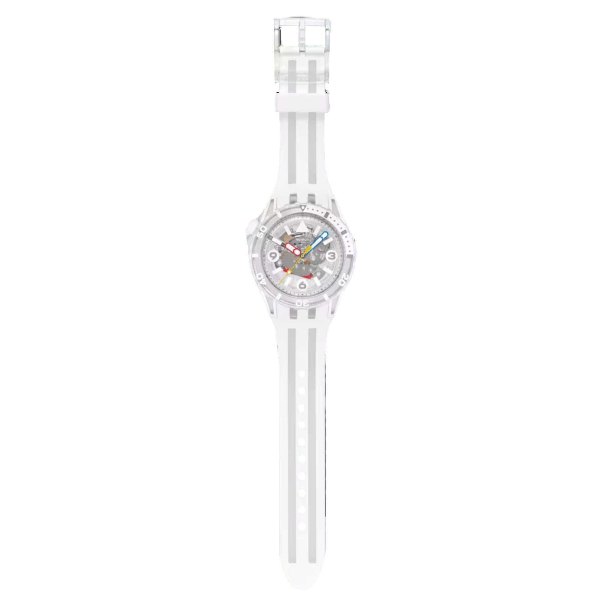 Swatch SCUBAQUA Aurelia Aurita White Bioceramic Dial Silicone Strap Unisex Watch SSCU09K100