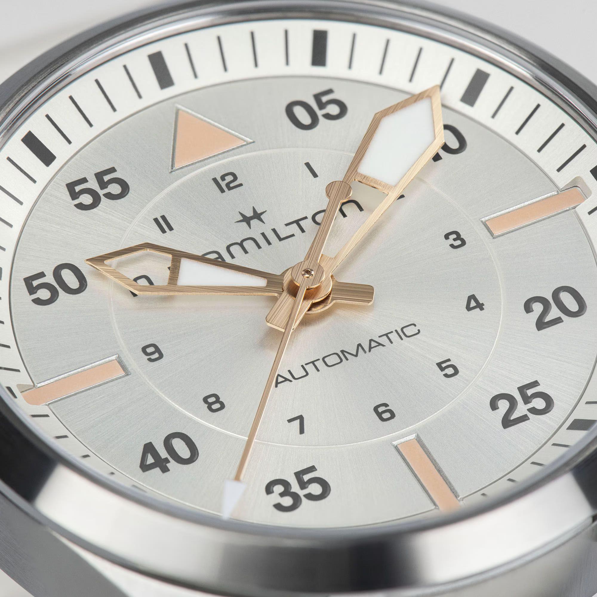 Hamilton Khaki Aviation Pilot Automatic Silver Dial Leather Strap Women's Watch H76215850