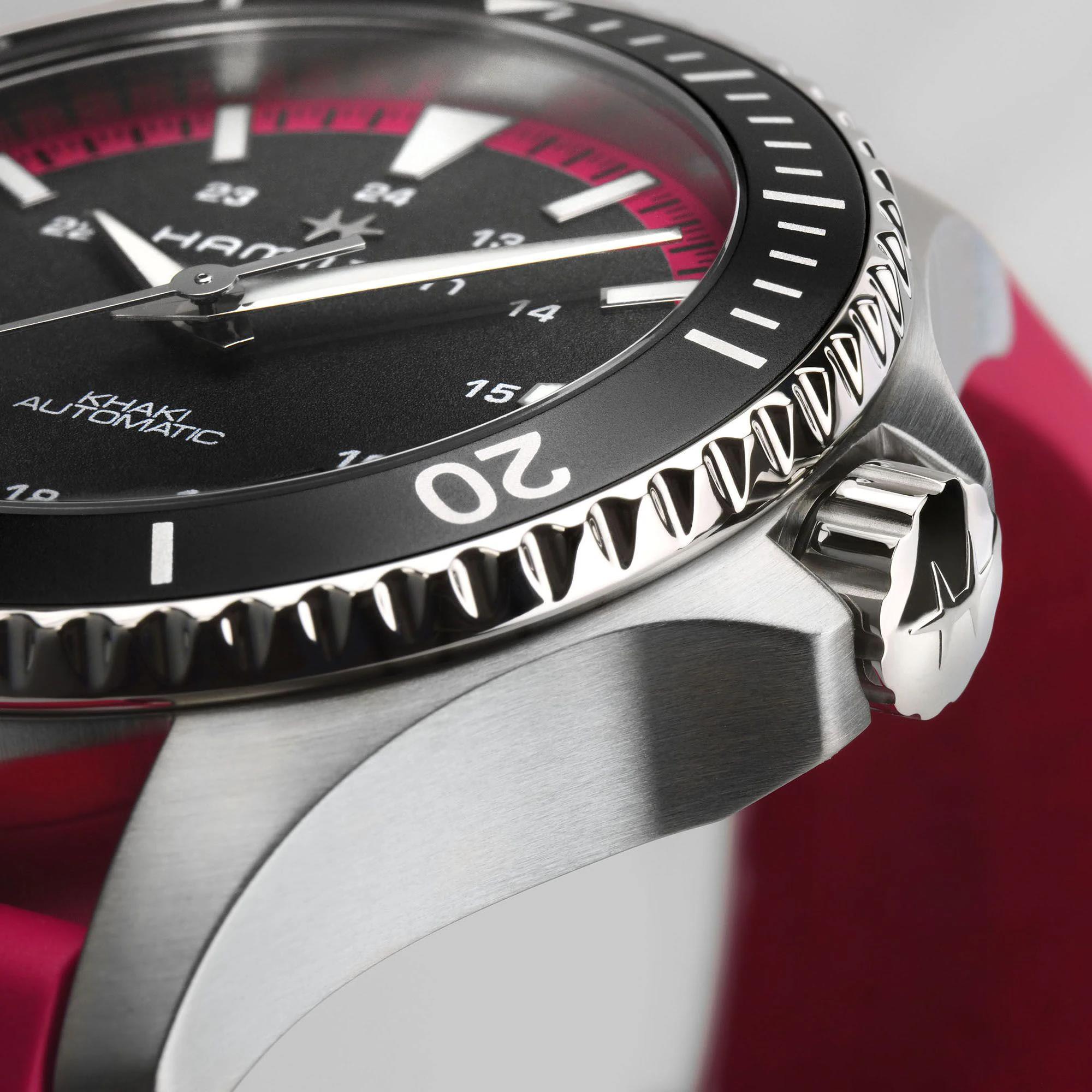 Hamilton Khaki Navy Scuba Automatic Black Dial Rubber Strap Women's Watch H82395330