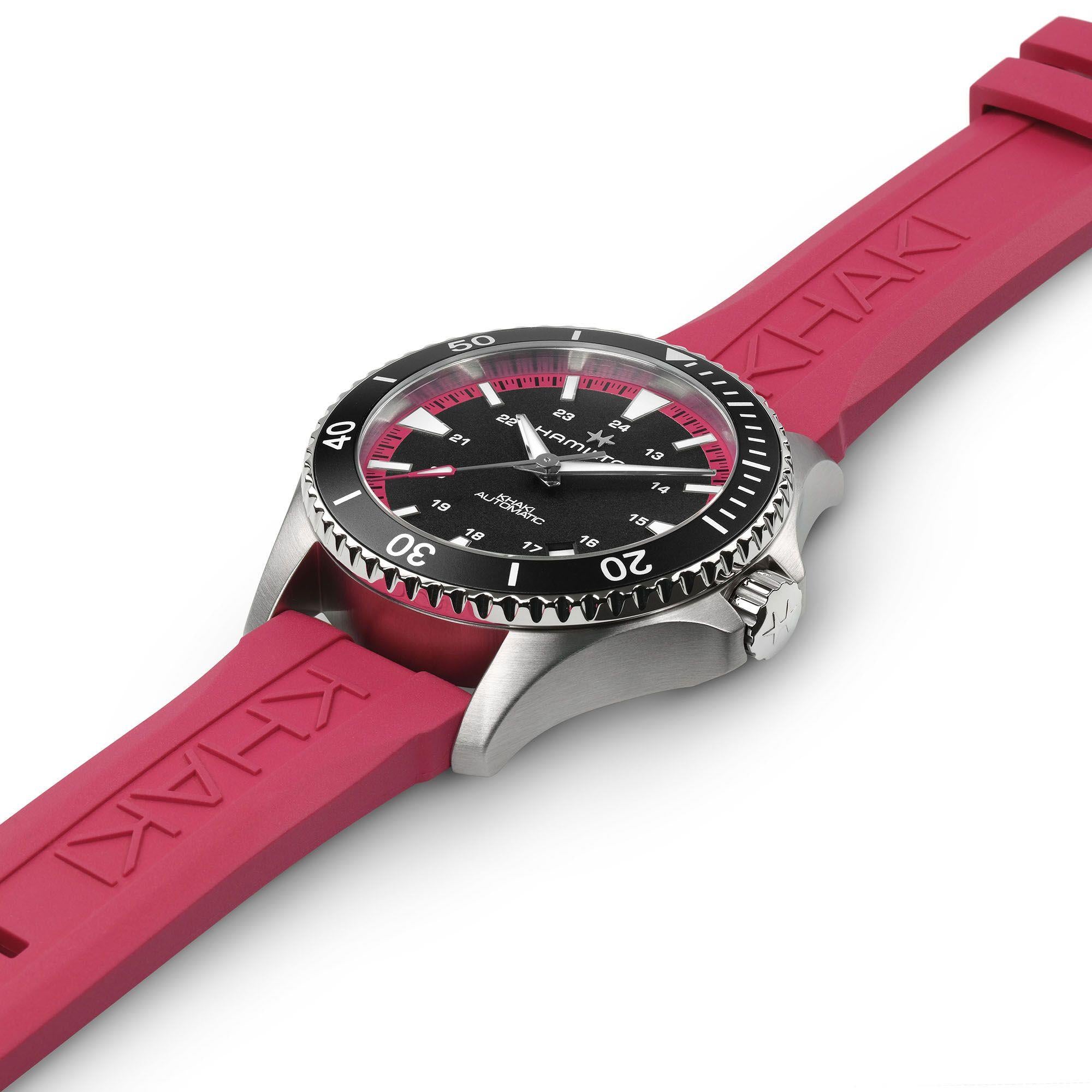 Hamilton Khaki Navy Scuba Automatic Black Dial Rubber Strap Women's Watch H82395330
