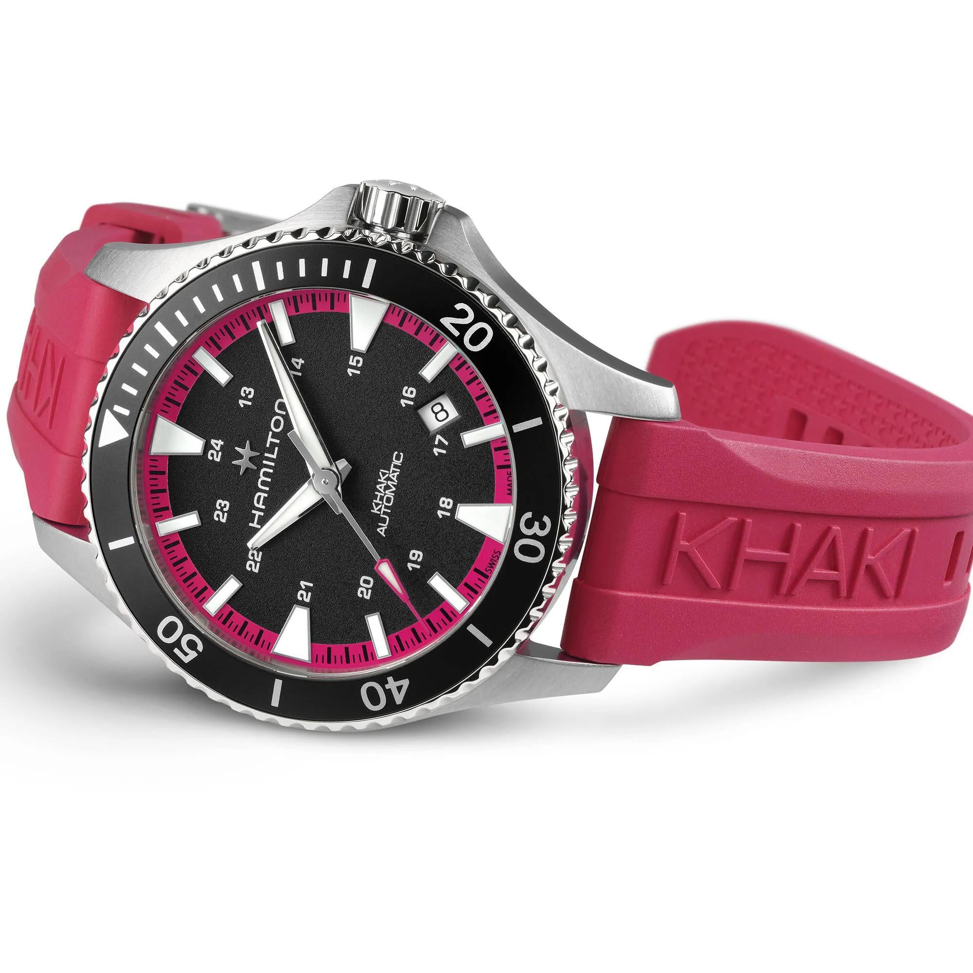 Hamilton Khaki Navy Scuba Automatic Black Dial Rubber Strap Women's Watch H82395330