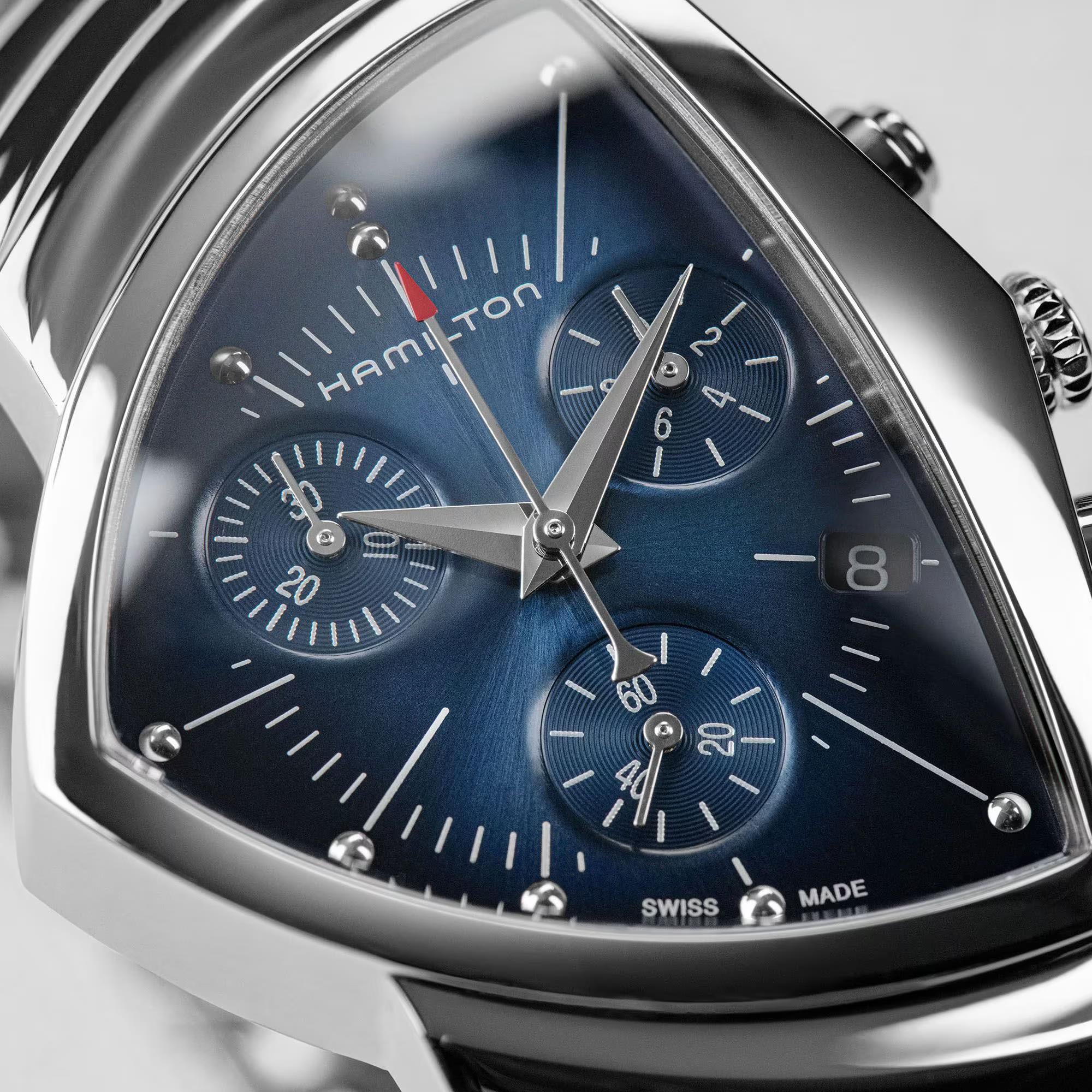 Hamilton Ventura Chronograph Quartz Blue Dial Steel Strap Unisex Watch H24432141