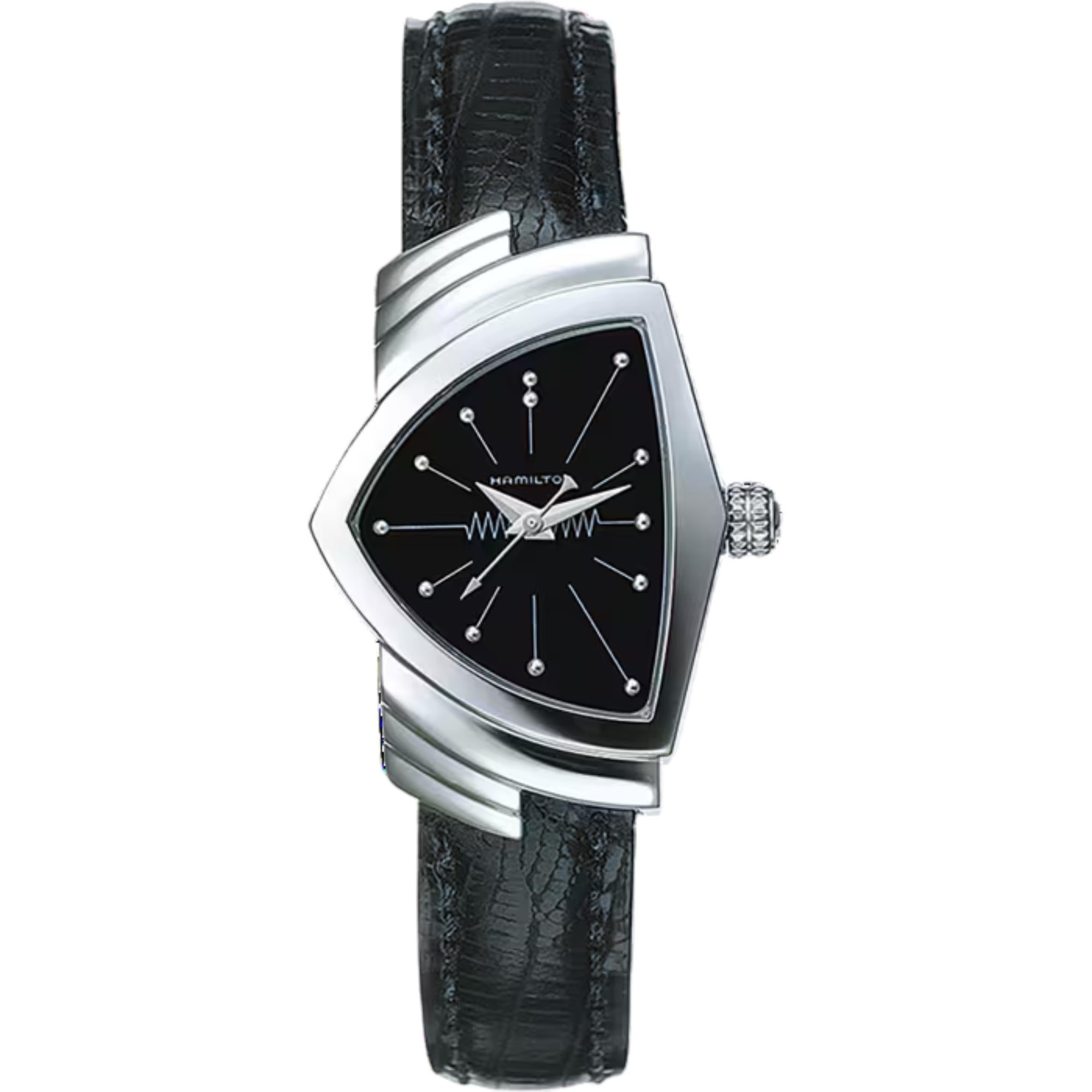 Hamilton Ventura Quartz Black Dial Leather Strap Women's Watch H24211732