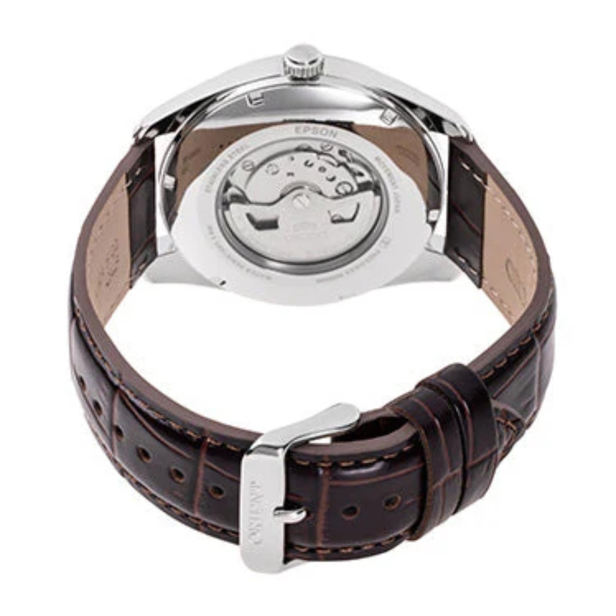 Orient Contemporary Multi-Year Calendar Automatic White Dial Leather Strap Men's Watch RA-BA0005S30B