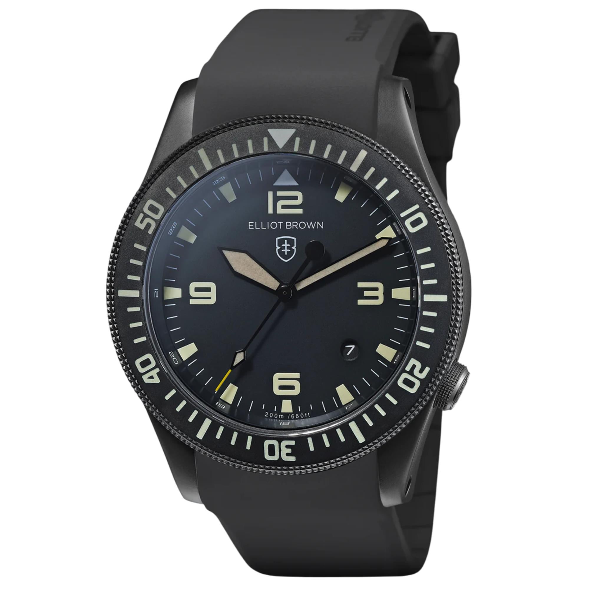 Elliot Brown Holton Nivo Quartz Black Dial Rubber Strap Men's Watch 101-003-R02