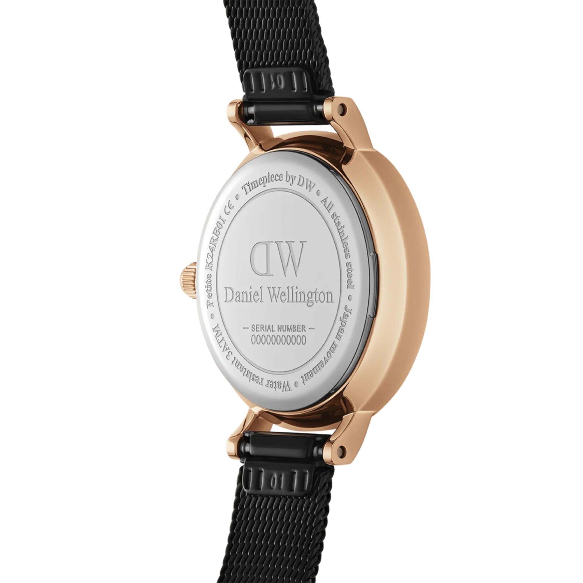 Daniel Wellington Petite Pressed Ashfield Quartz Black Dial Steel Strap Women's Watch DW00100441