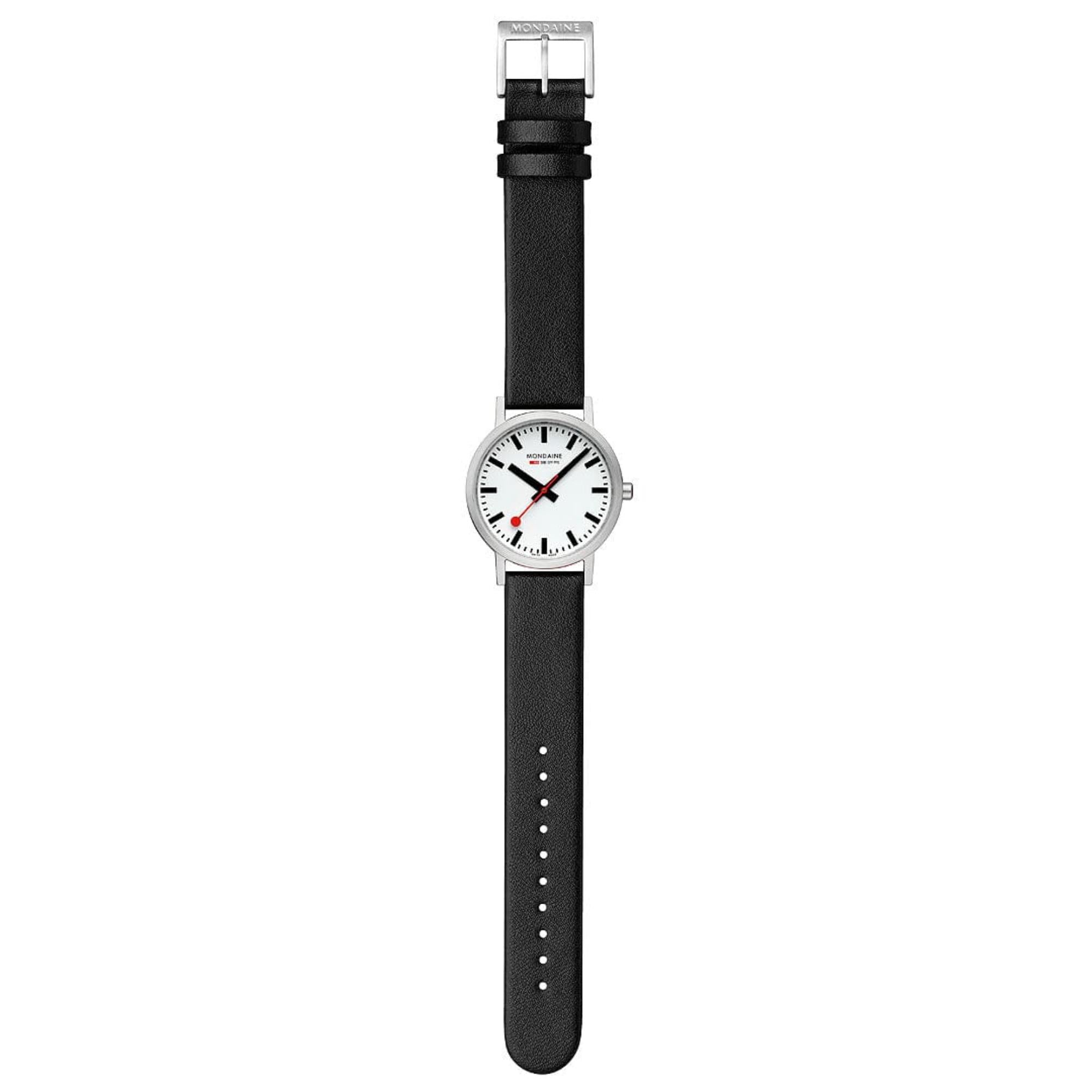 Mondaine Classic Quartz White Dial Black Leather Strap Unisex Watch A660.30314.16SBBV