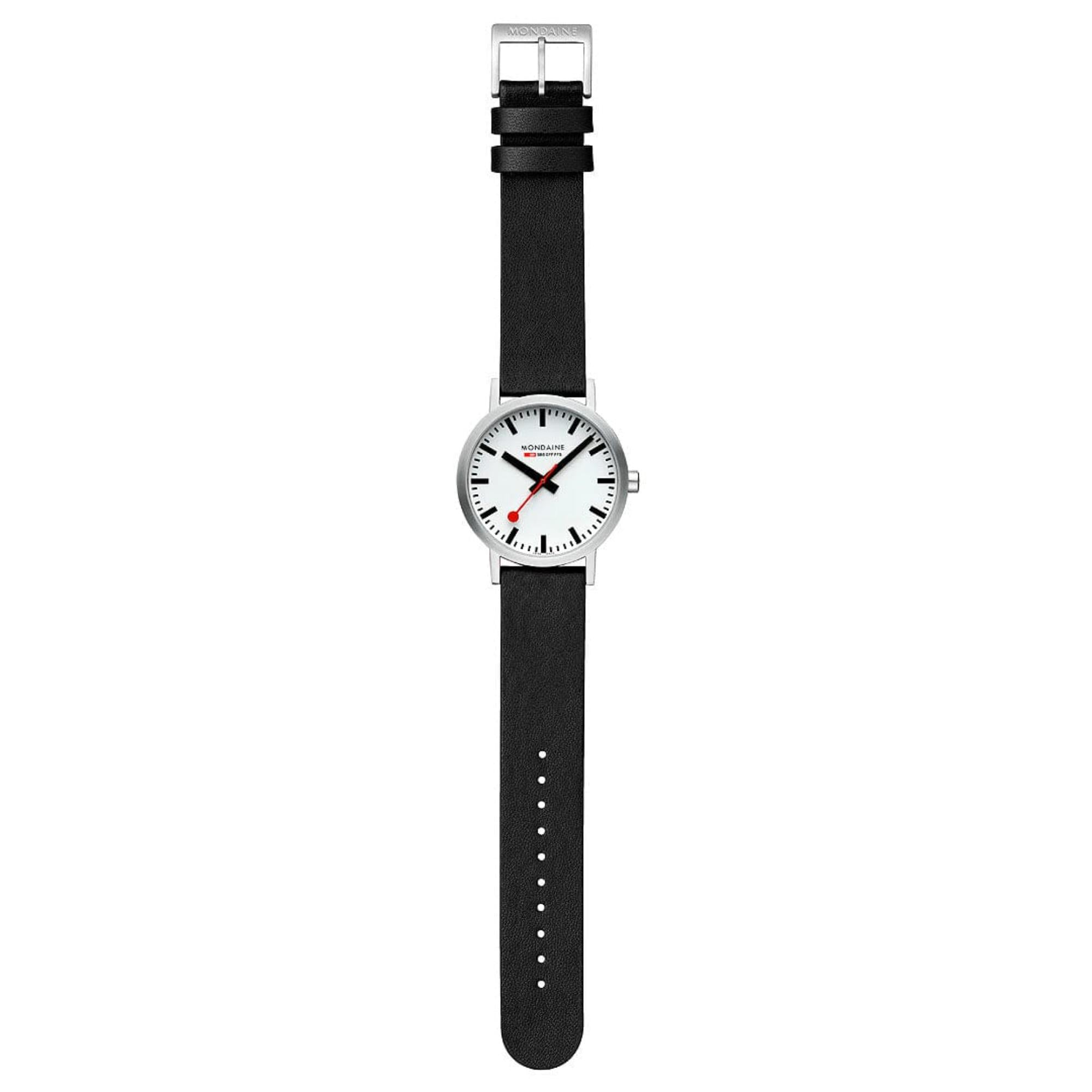 Mondaine Classic Quartz White Dial Black Leather Strap Men's Watch A660.30360.16SBBV