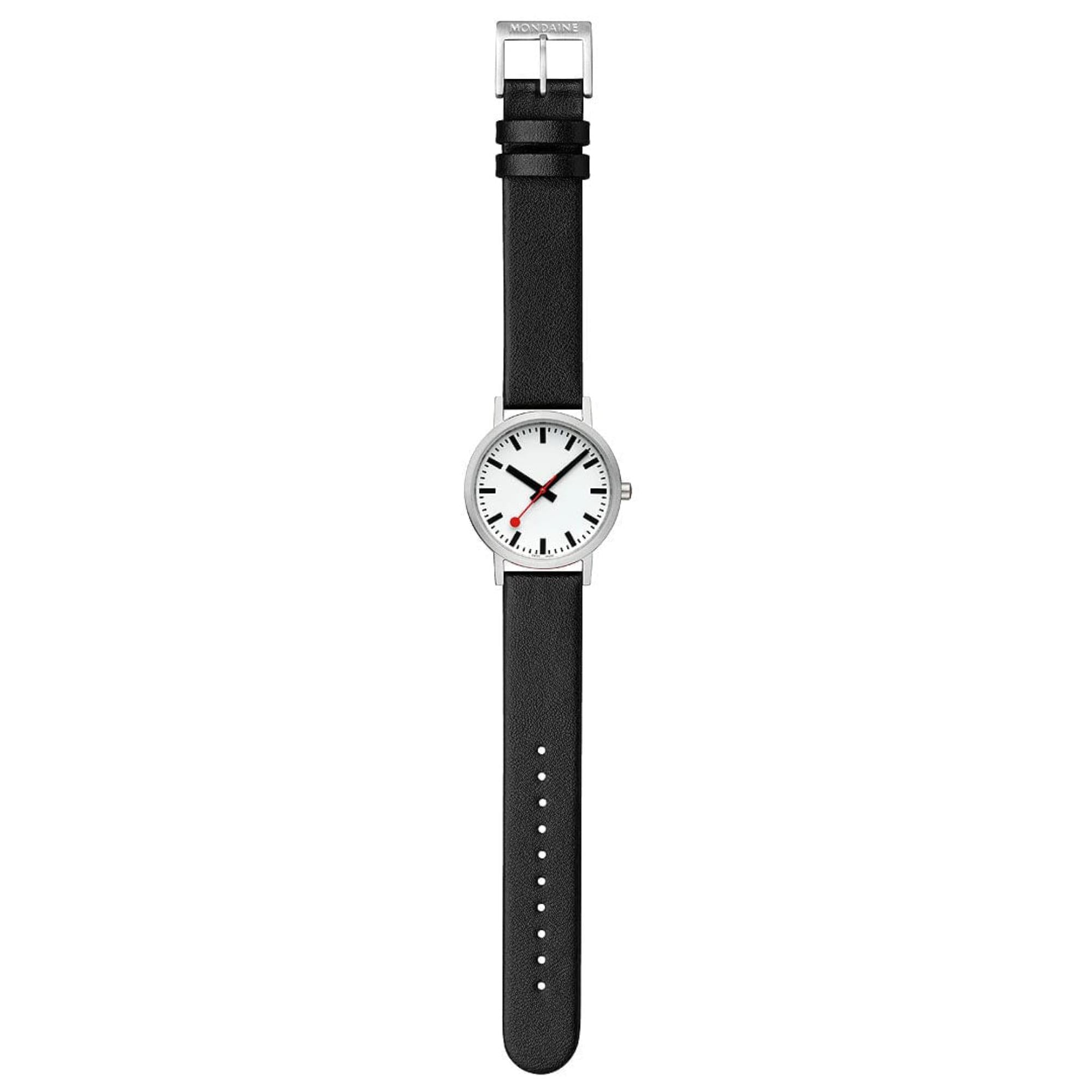 Mondaine Classic Quartz White Dial Black Leather Strap Women's Watch A660.30314.16OMV