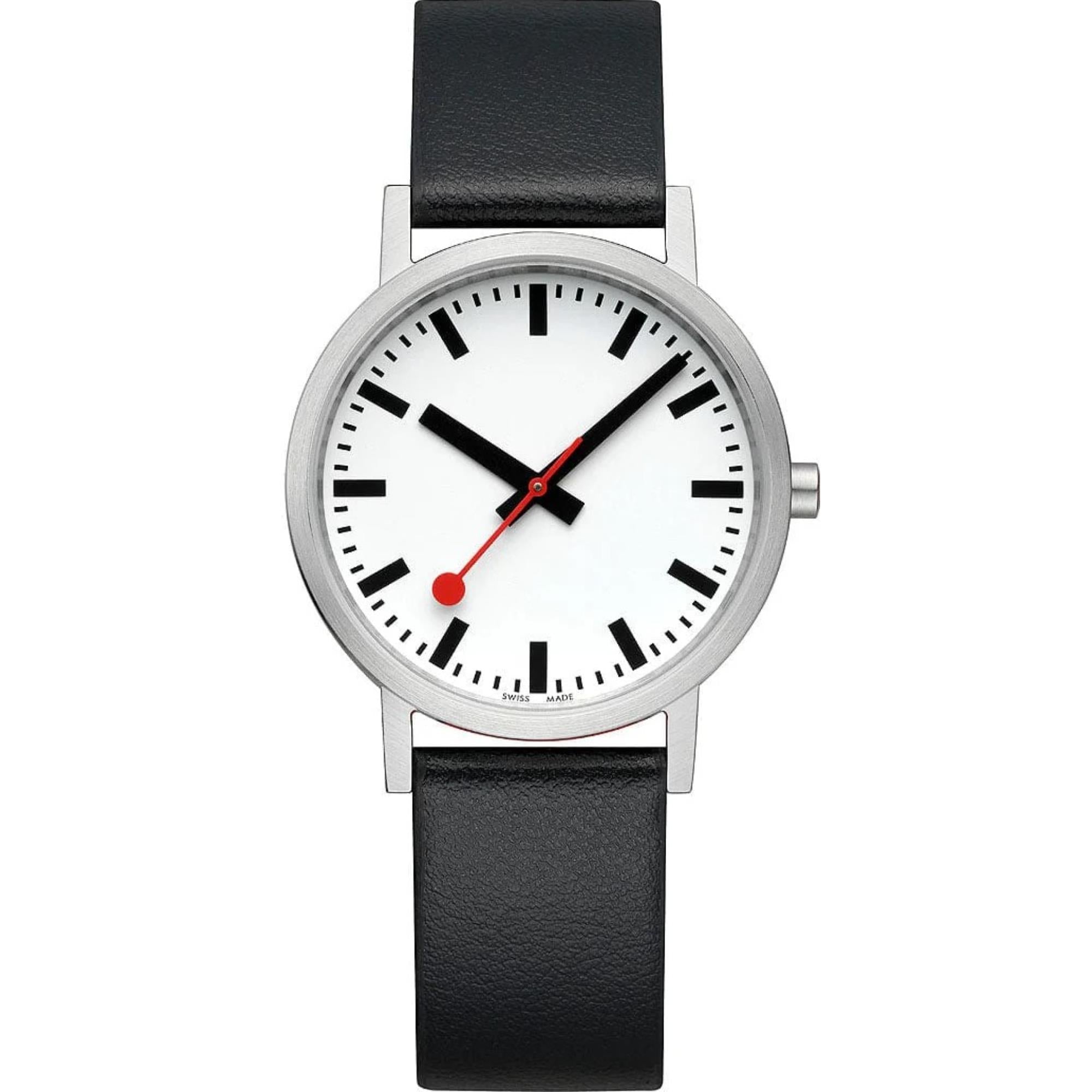 Mondaine Classic Quartz White Dial Black Leather Strap Women's Watch A660.30314.16OMV