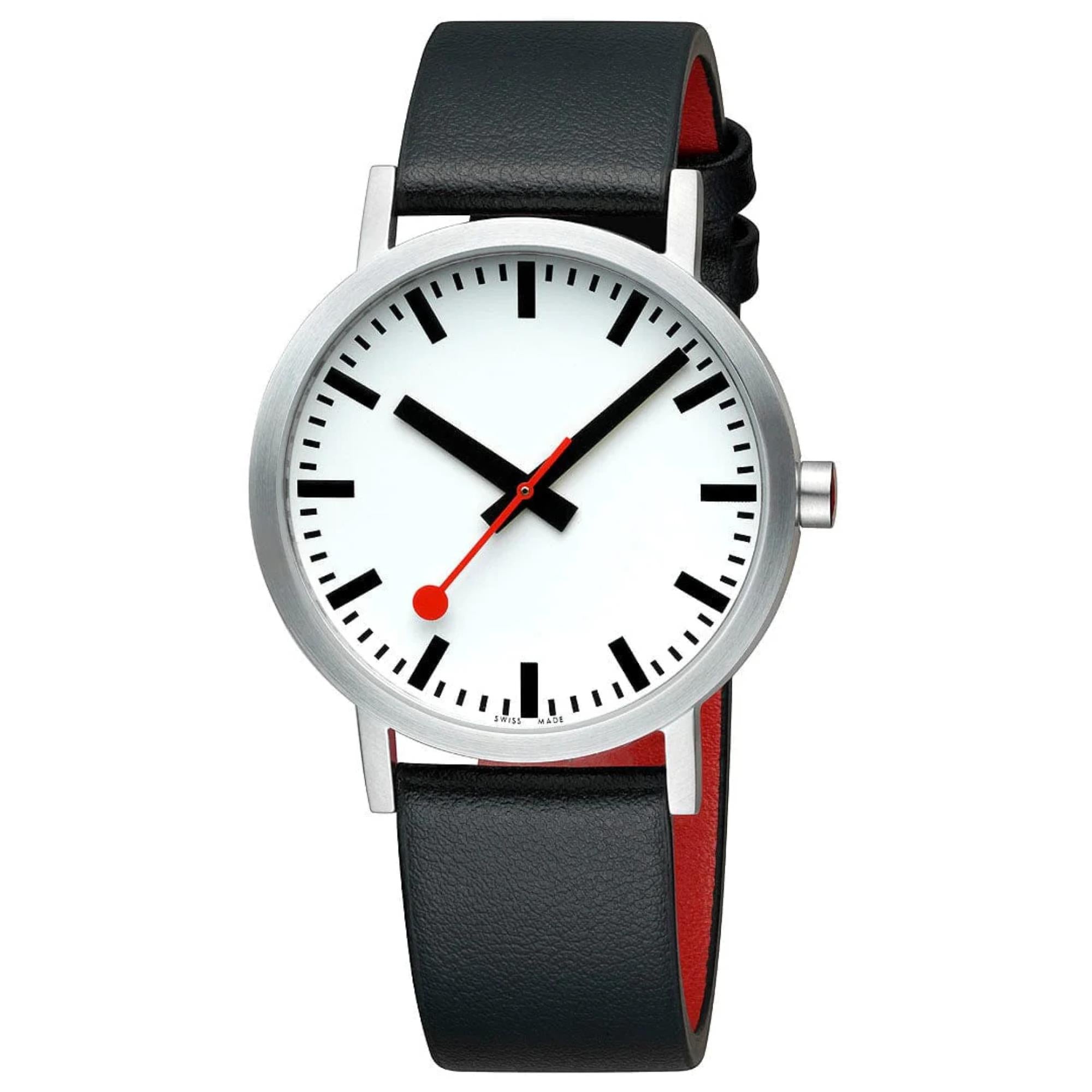 Mondaine Classic Quartz White Dial Black Leather Strap Men's Watch A660.30360.16OMV