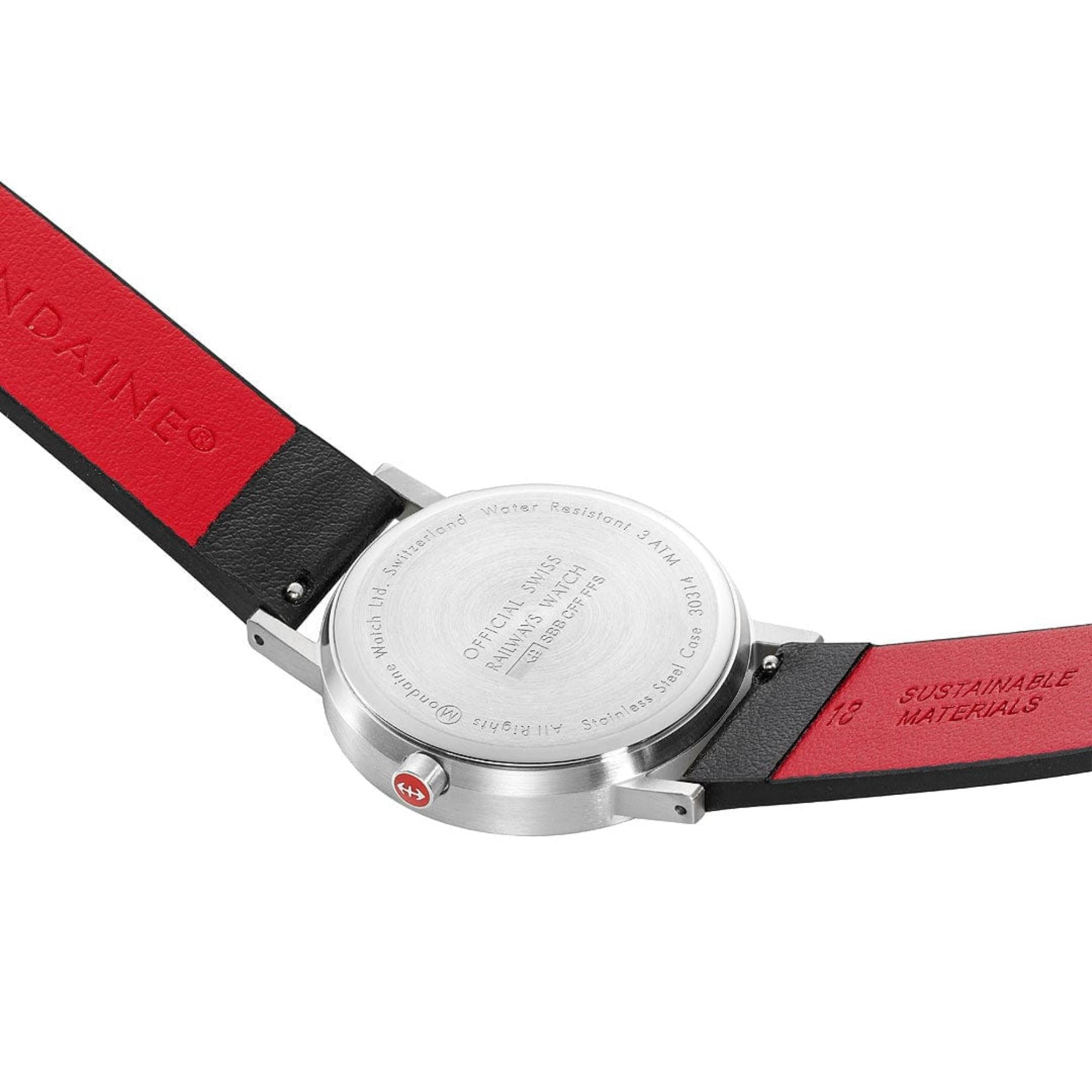 Mondaine Classic Quartz White Dial Black Leather Strap Men's Watch A660.30360.16OMV