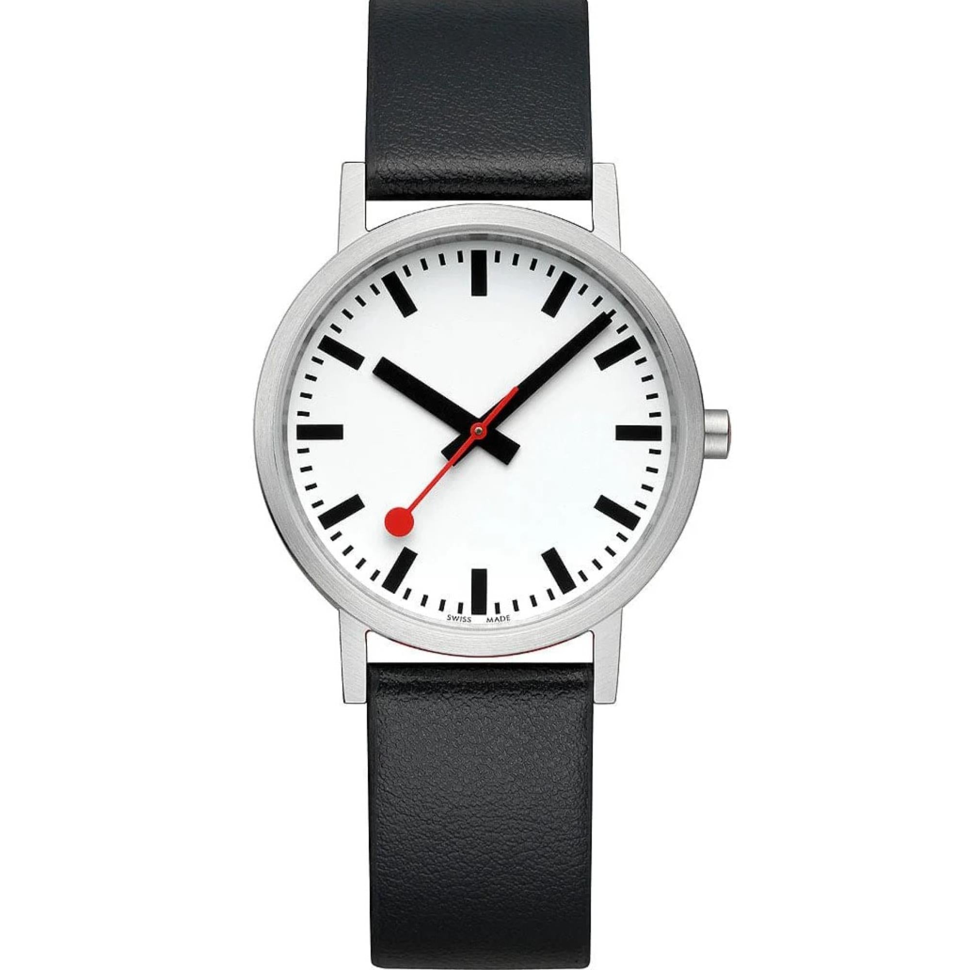 Mondaine Classic Quartz White Dial Black Leather Strap Men's Watch A660.30360.16OMV