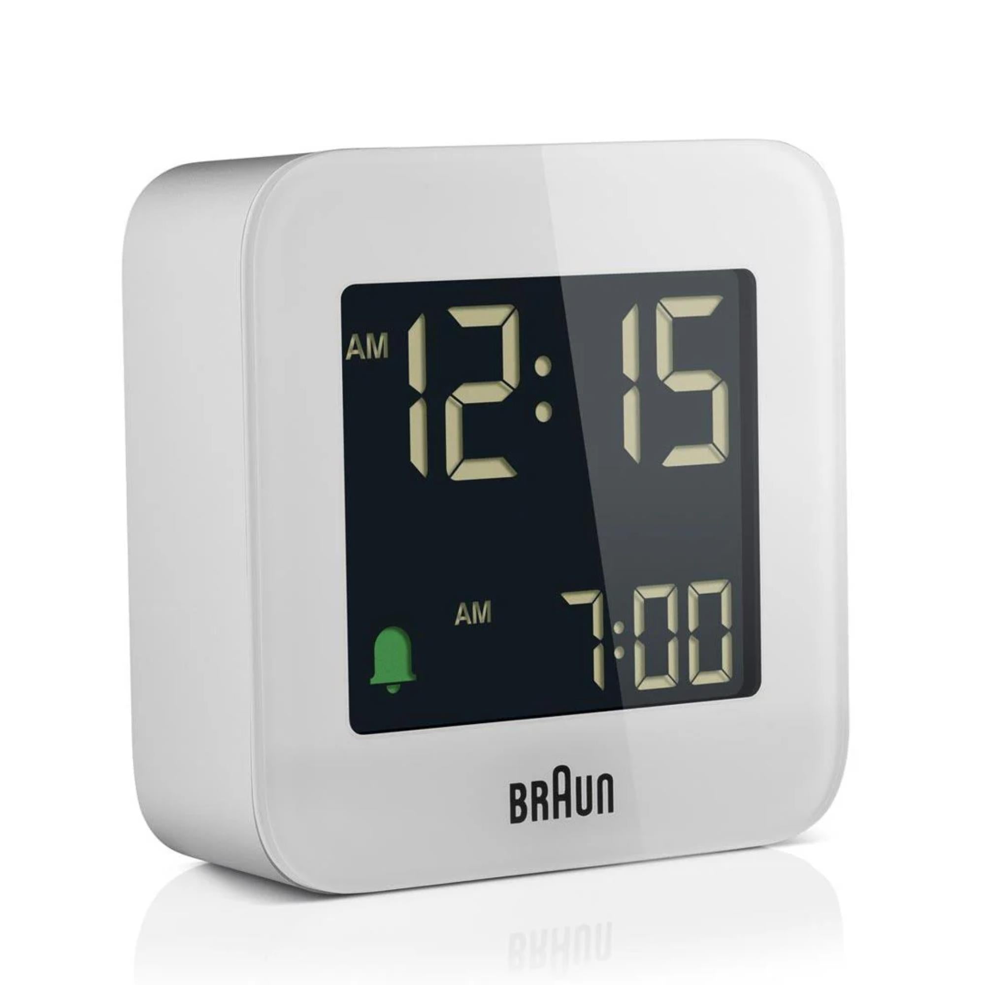 Braun Quartz White Digital Travel Alarm Clock BC08W