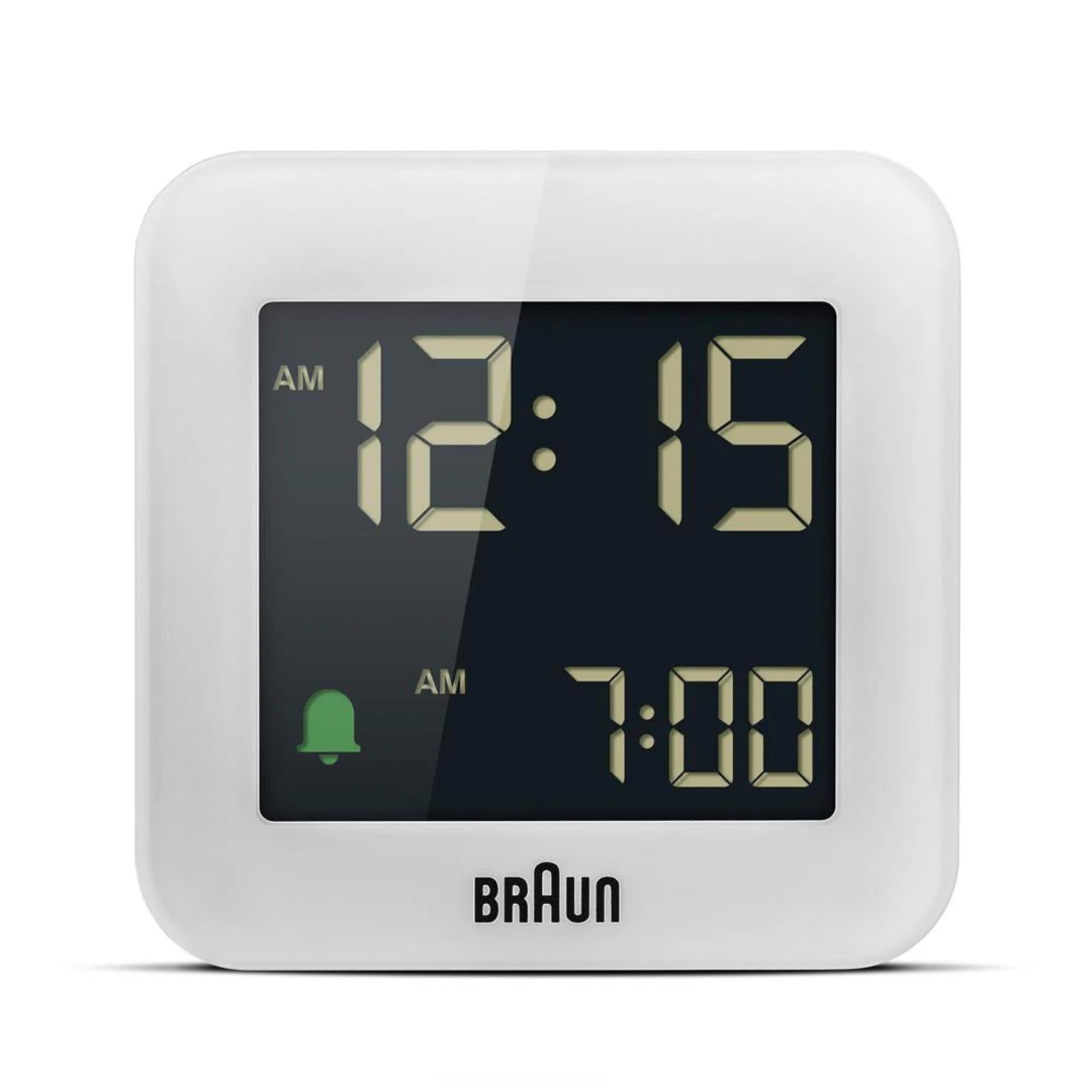 Braun Quartz White Digital Travel Alarm Clock BC08W