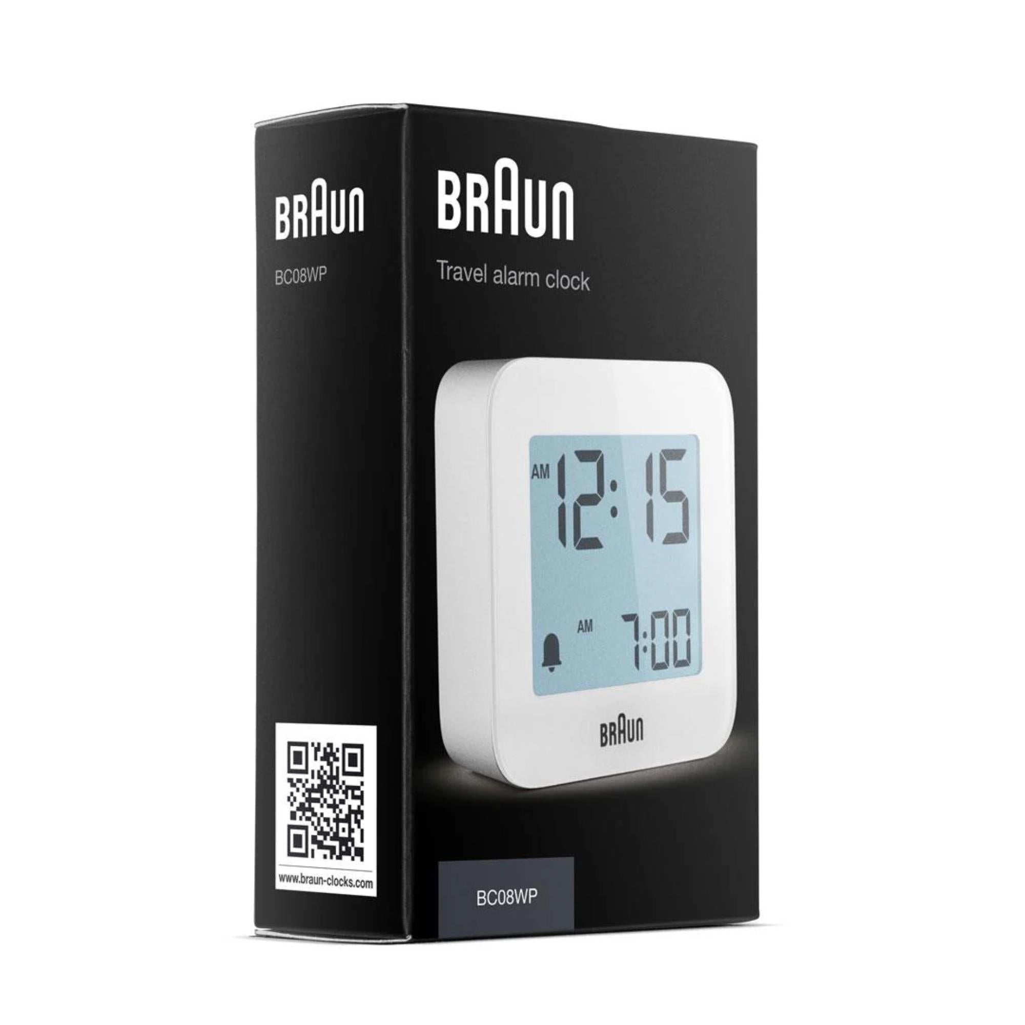 Braun Quartz White Digital Travel Alarm Clock BC08W