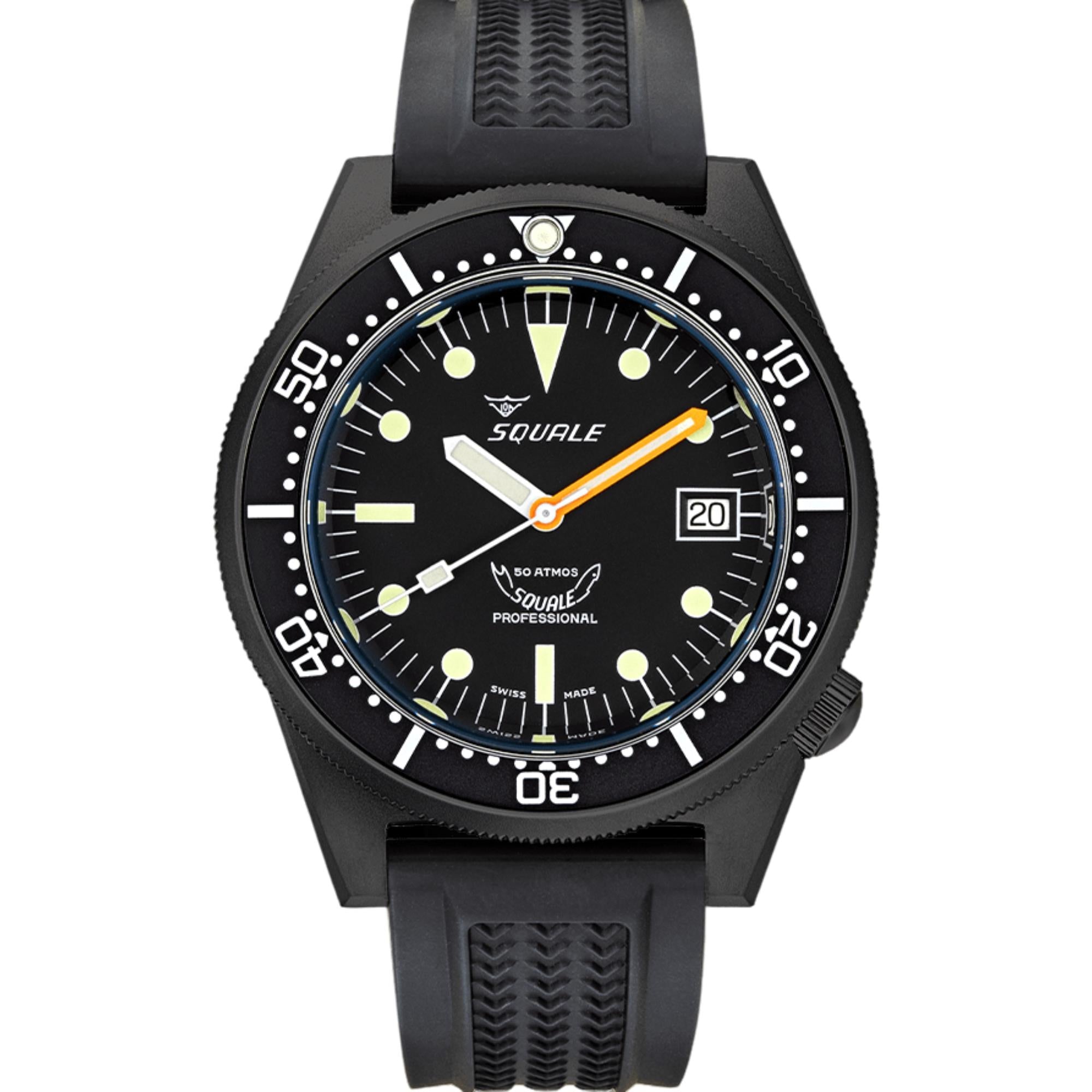 Squale 1521 PVD Automatic Black Dial Rubber Strap Men's Watch 1521PVD.VO