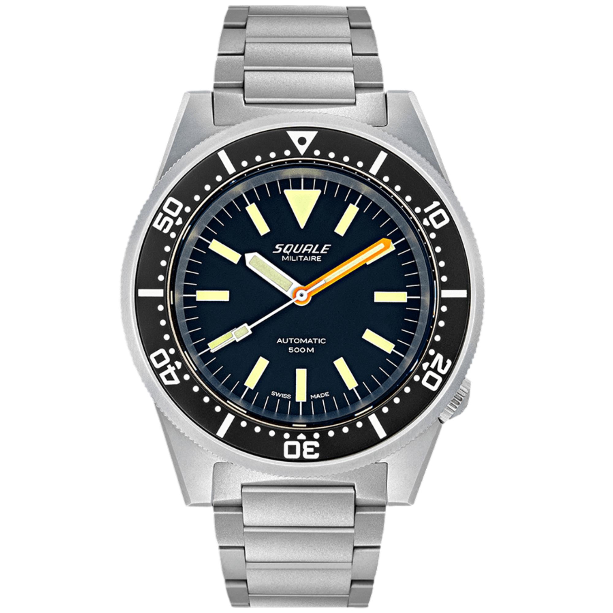 Squale 1521 Militaire Automatic Black Dial Steel Strap Men's Watch 1521MIL.SQ20L